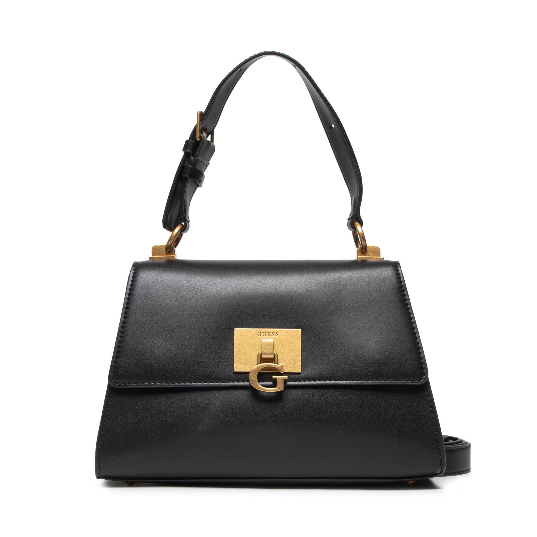 Guess Дамска чанта Stephi Top Handle Flap HWVE78 75200 Черен - Pepit.bg