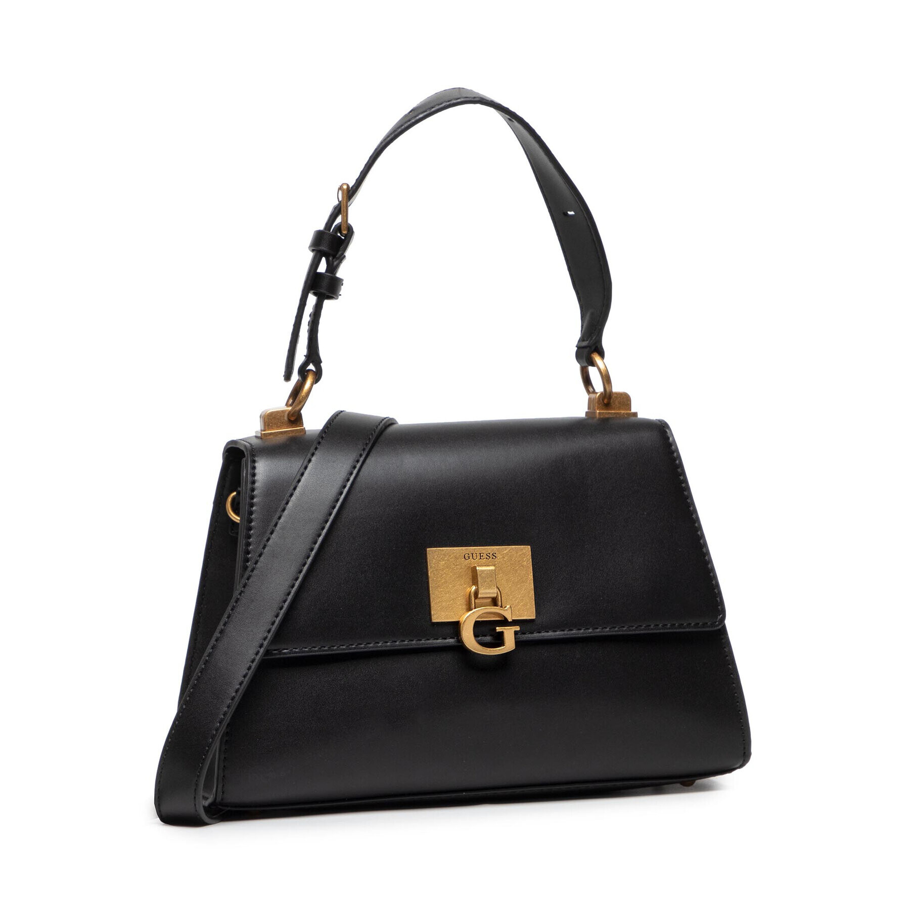Guess Дамска чанта Stephi Top Handle Flap HWVE78 75200 Черен - Pepit.bg