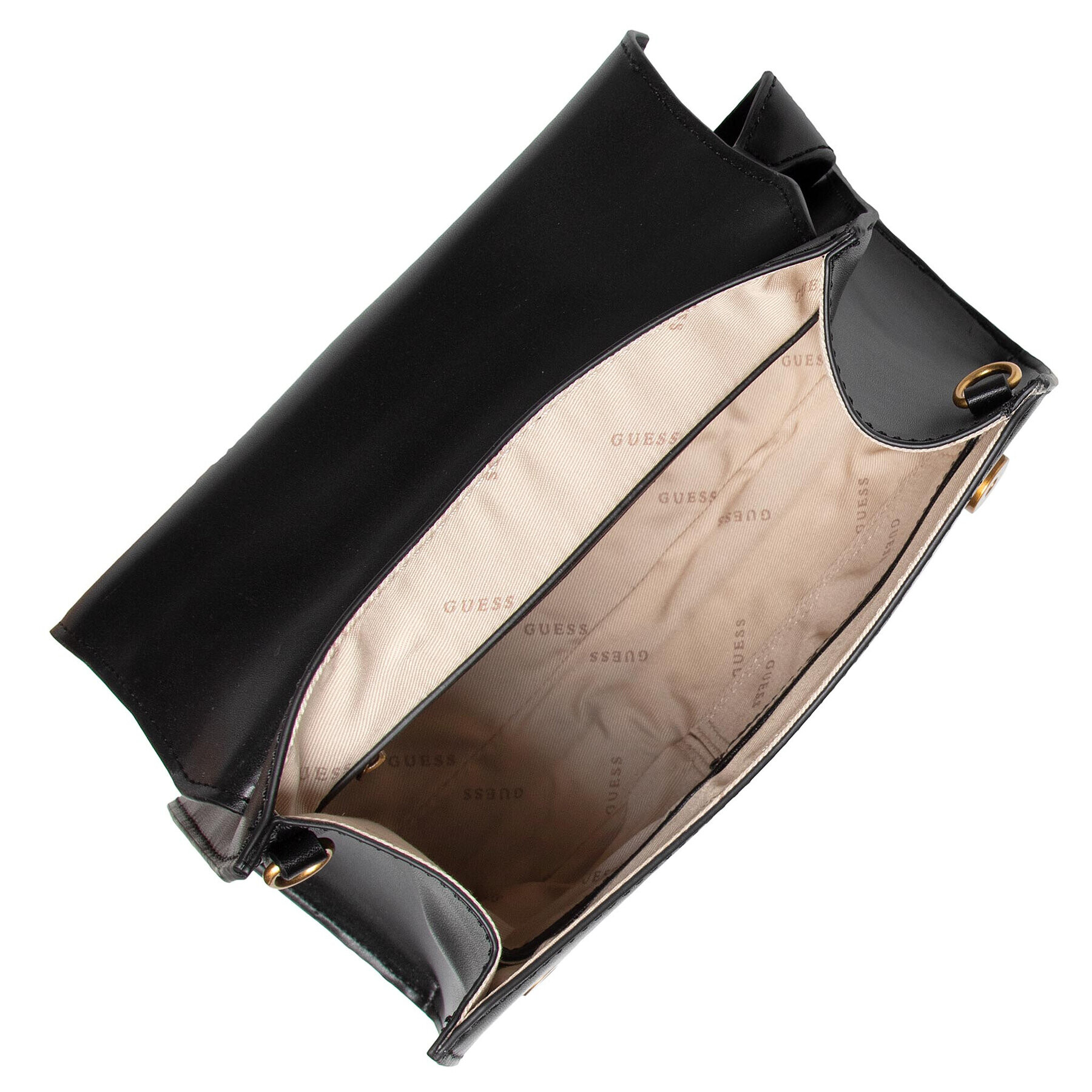 Guess Дамска чанта Stephi Top Handle Flap HWVE78 75200 Черен - Pepit.bg