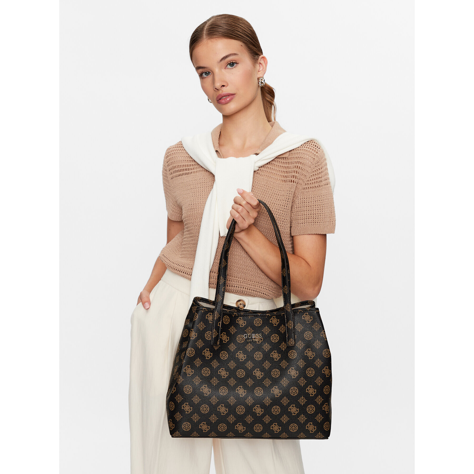 Guess Дамска чанта Tote HWPQ69 95280 Кафяв - Pepit.bg