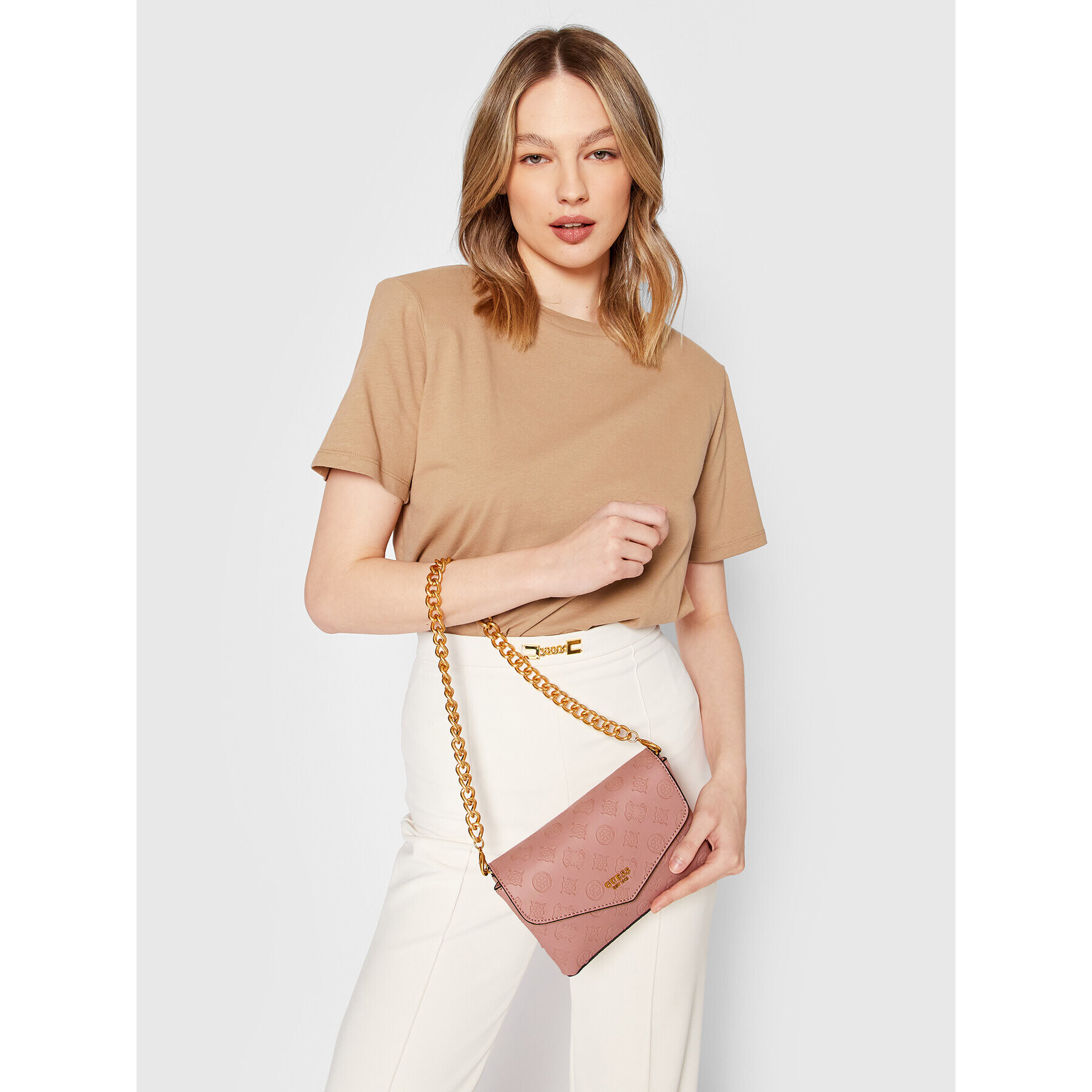 Guess Дамска чанта Zanelle Mini Crossbody Flap HWPA84 92780 Розов - Pepit.bg