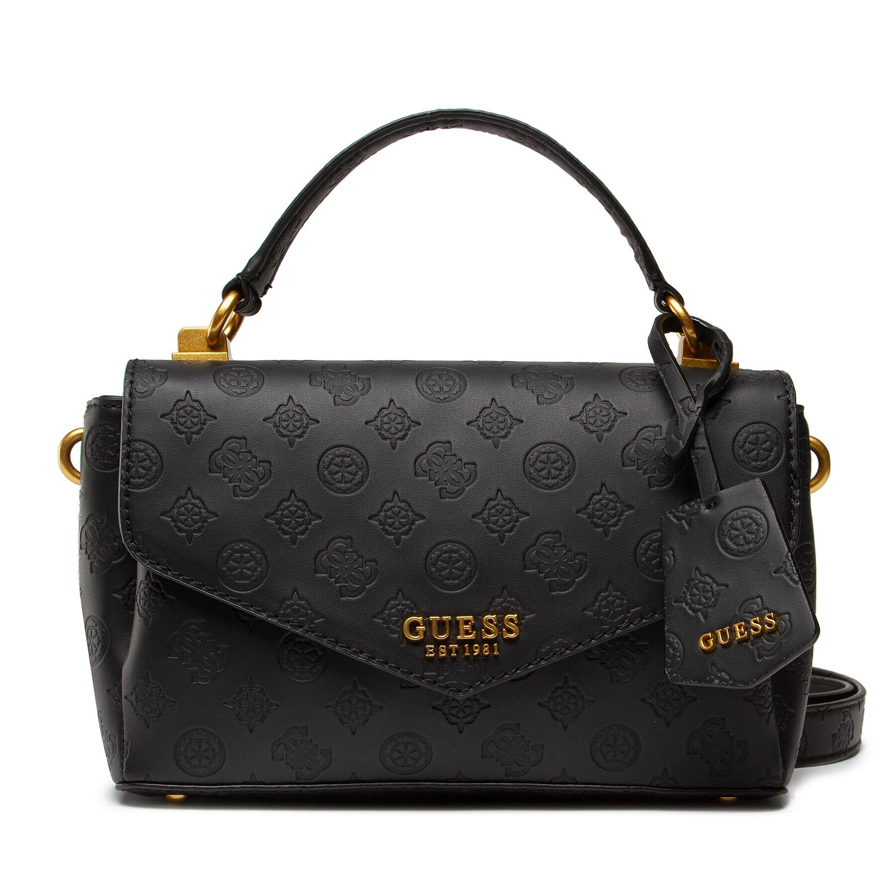 Guess Дамска чанта Zanelle Top Handle Flap HWPA84 92200 Черен - Pepit.bg