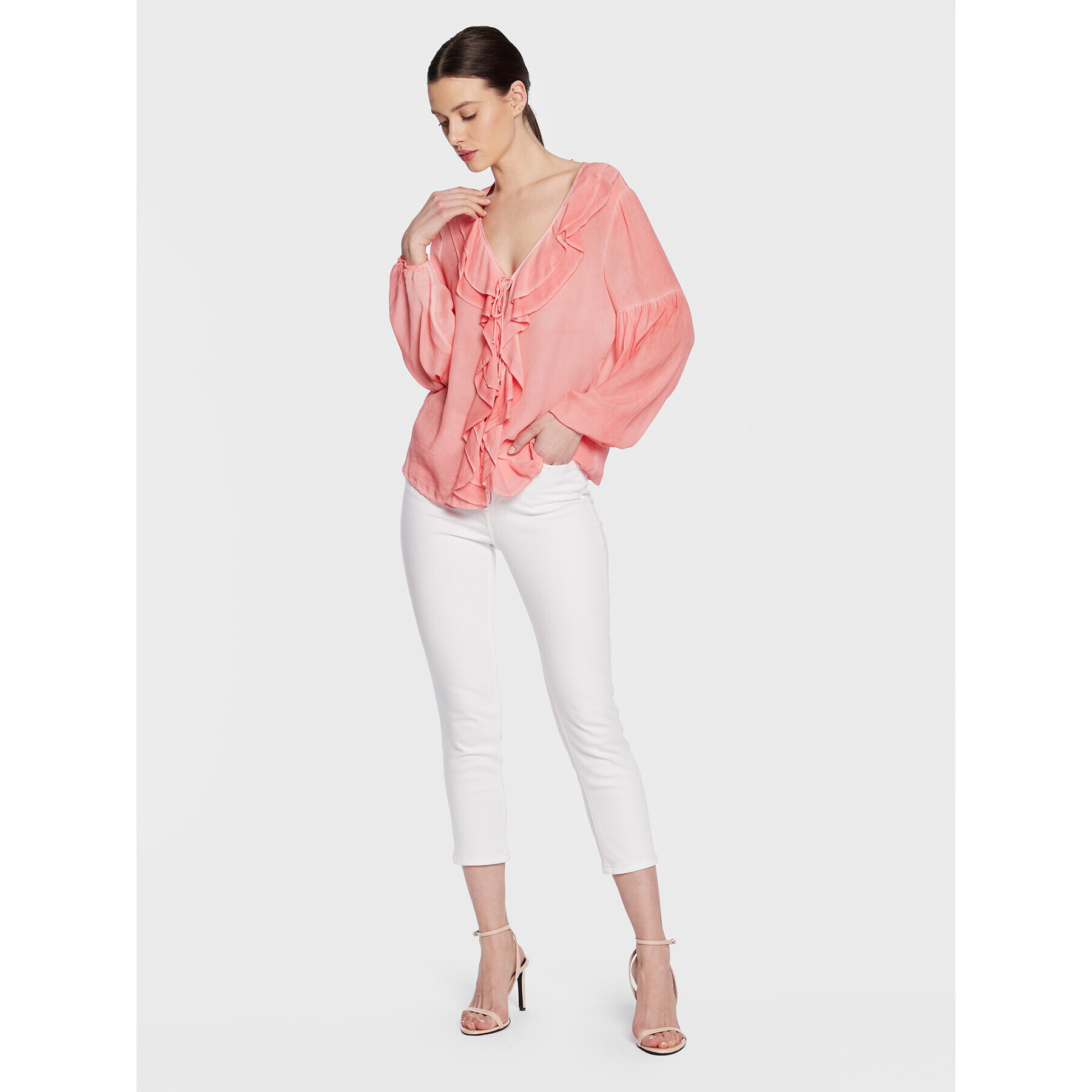 Guess Дънки 1981 Capri W3GA91 D4DN1 Бял Skinny Fit - Pepit.bg