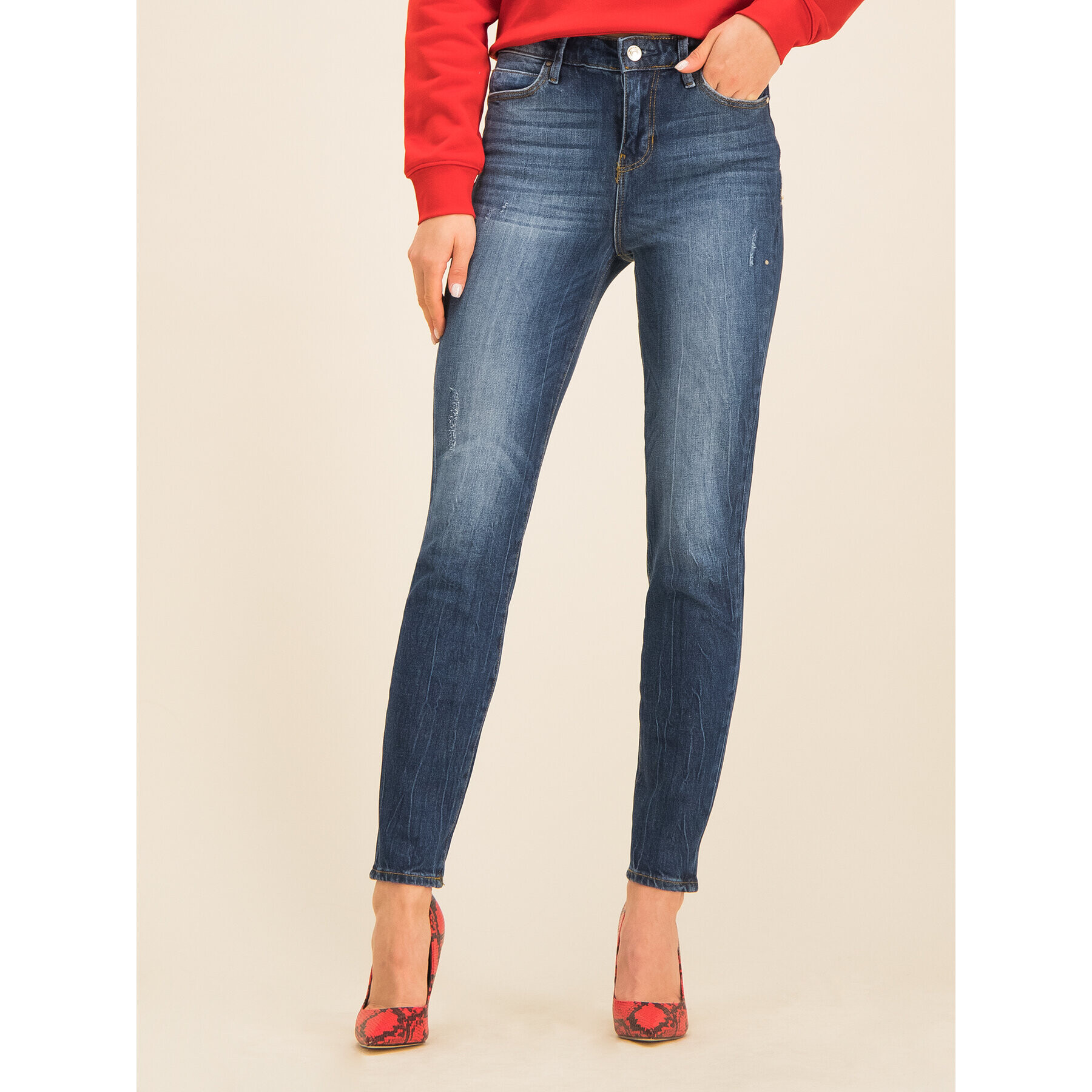 Guess Дънки 1981 W01A46 D3XR2 Тъмносин Slim Fit - Pepit.bg