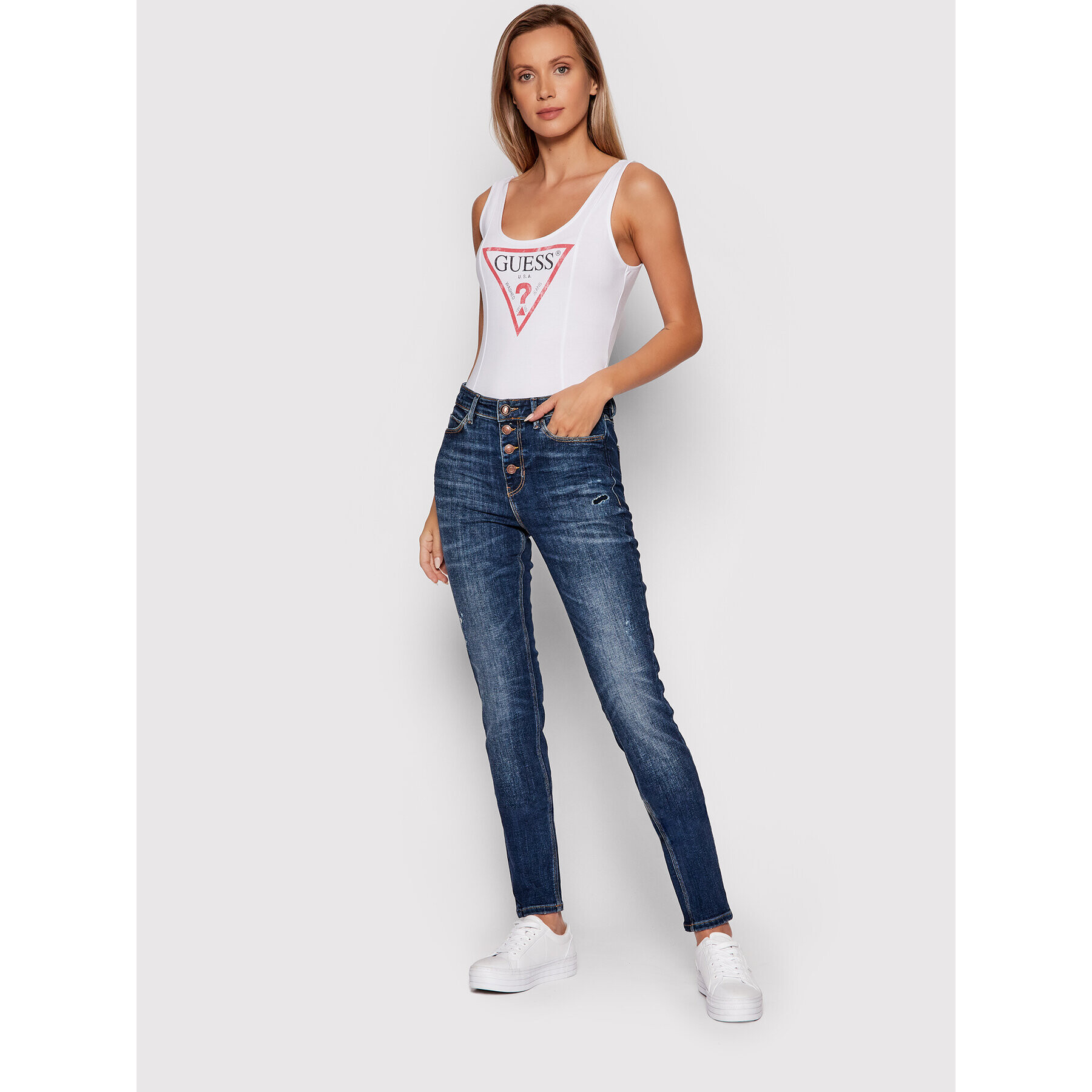 Guess Дънки 1981 W1BA28 D4H11 Тъмносин Skinny Fit - Pepit.bg