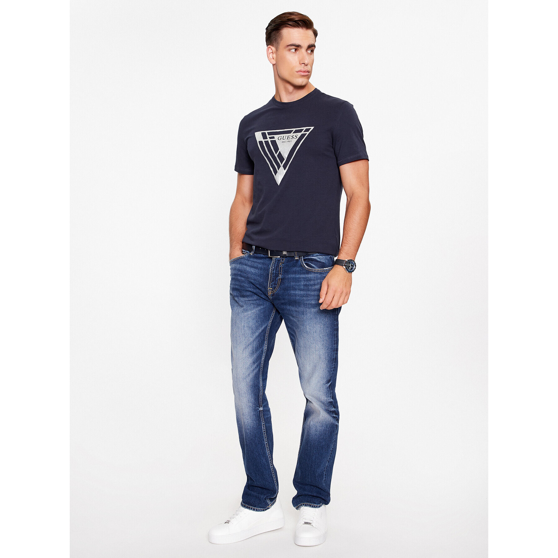 Guess Дънки Angels M3BAN2 D55T2 Тъмносин Slim Fit - Pepit.bg