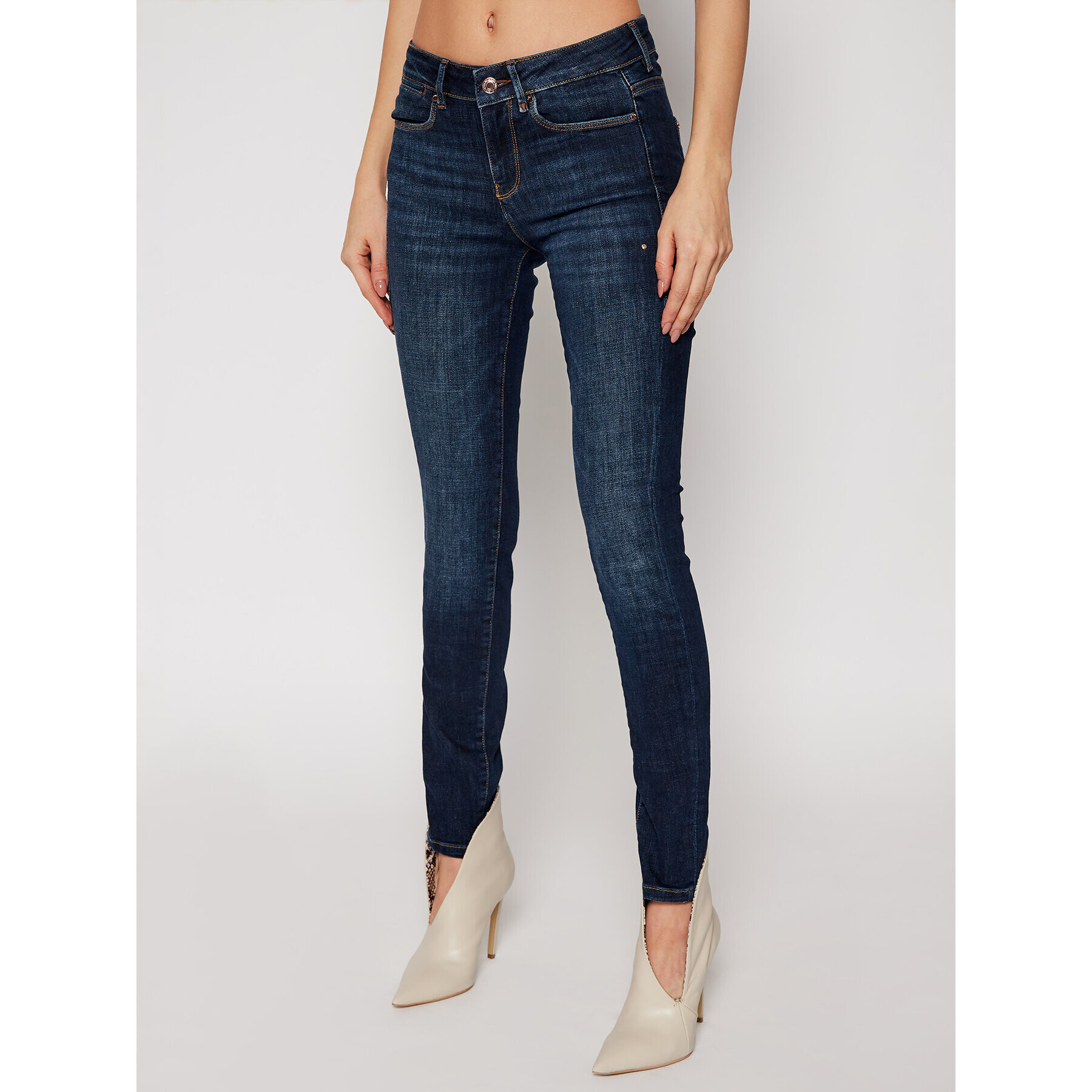 Guess Дънки Jewel W1RA03 D4AK1 Тъмносин Ultra Skinny Fit - Pepit.bg