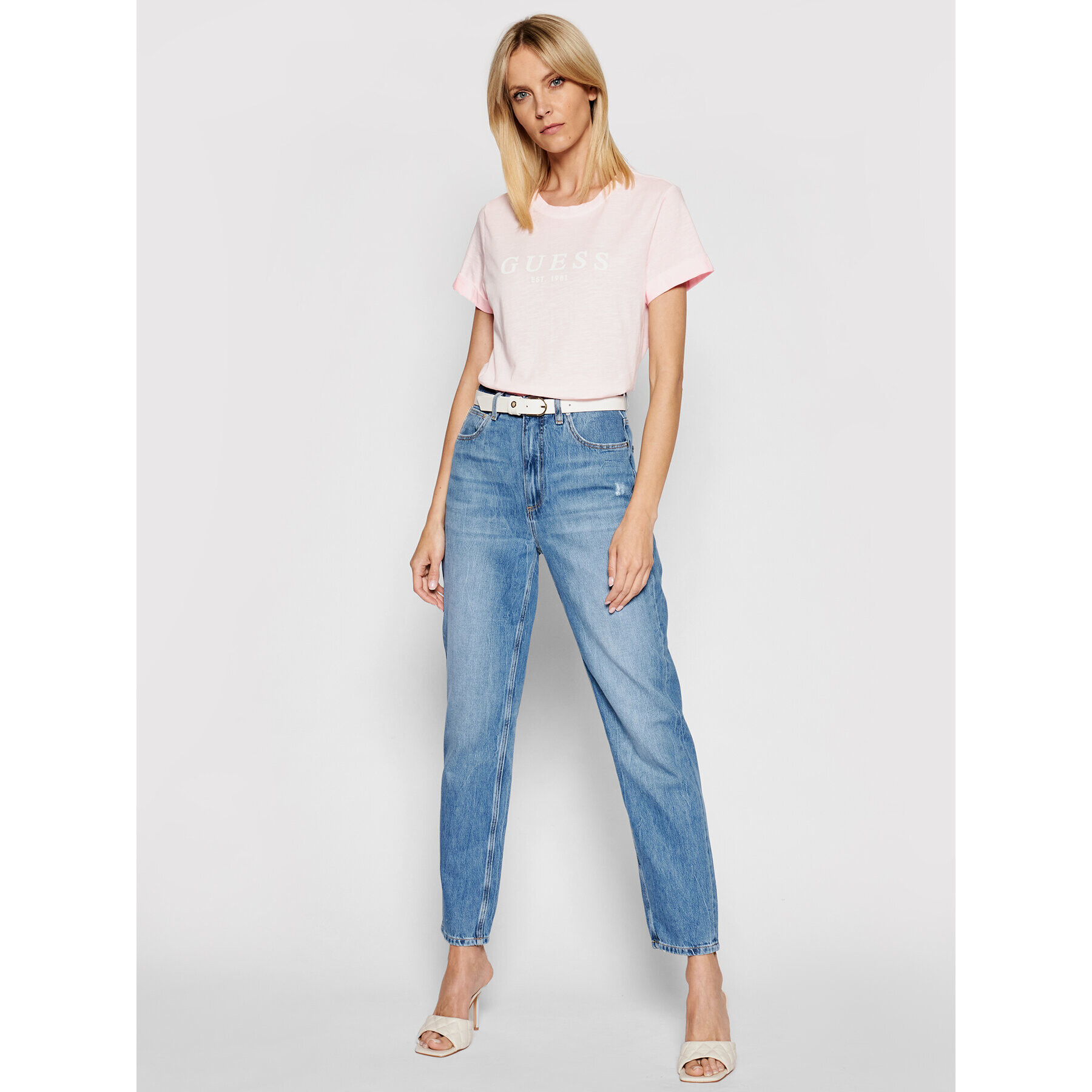 Guess Дънки Mom W1YA21 D3Y0G Син Mom Fit - Pepit.bg