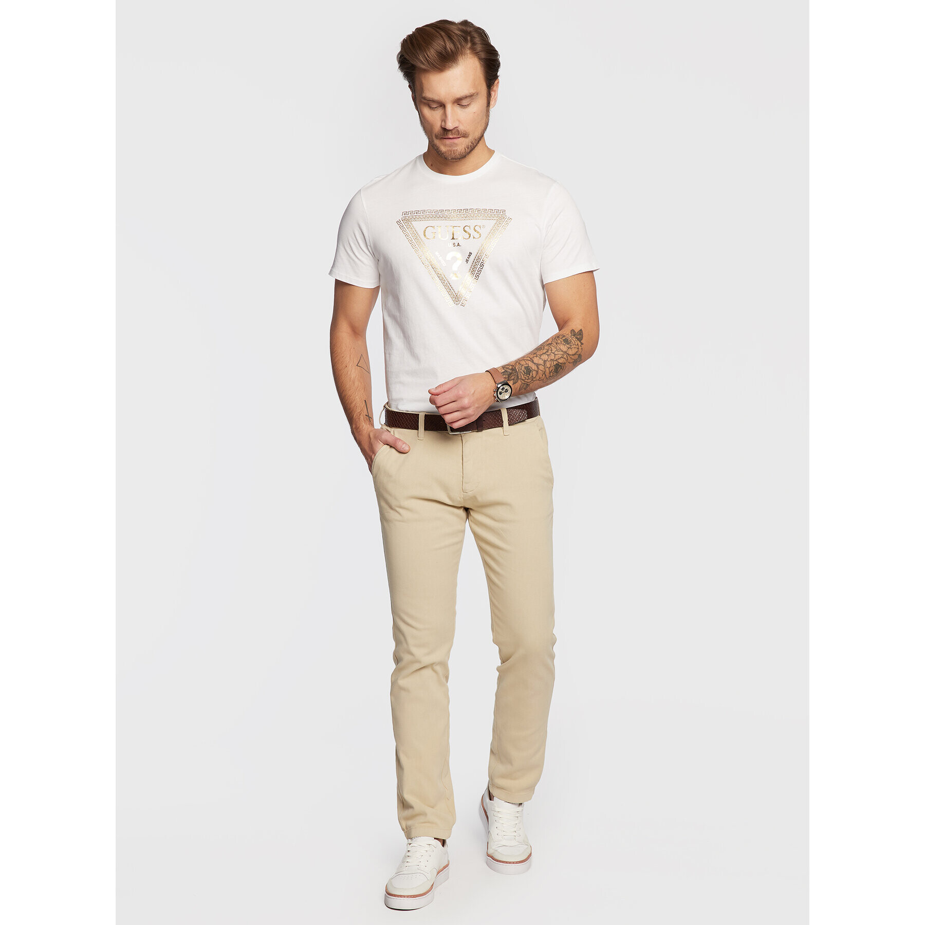 Guess Дънки Myron M3RB26 WF5U3 Бежов Slim Fit - Pepit.bg