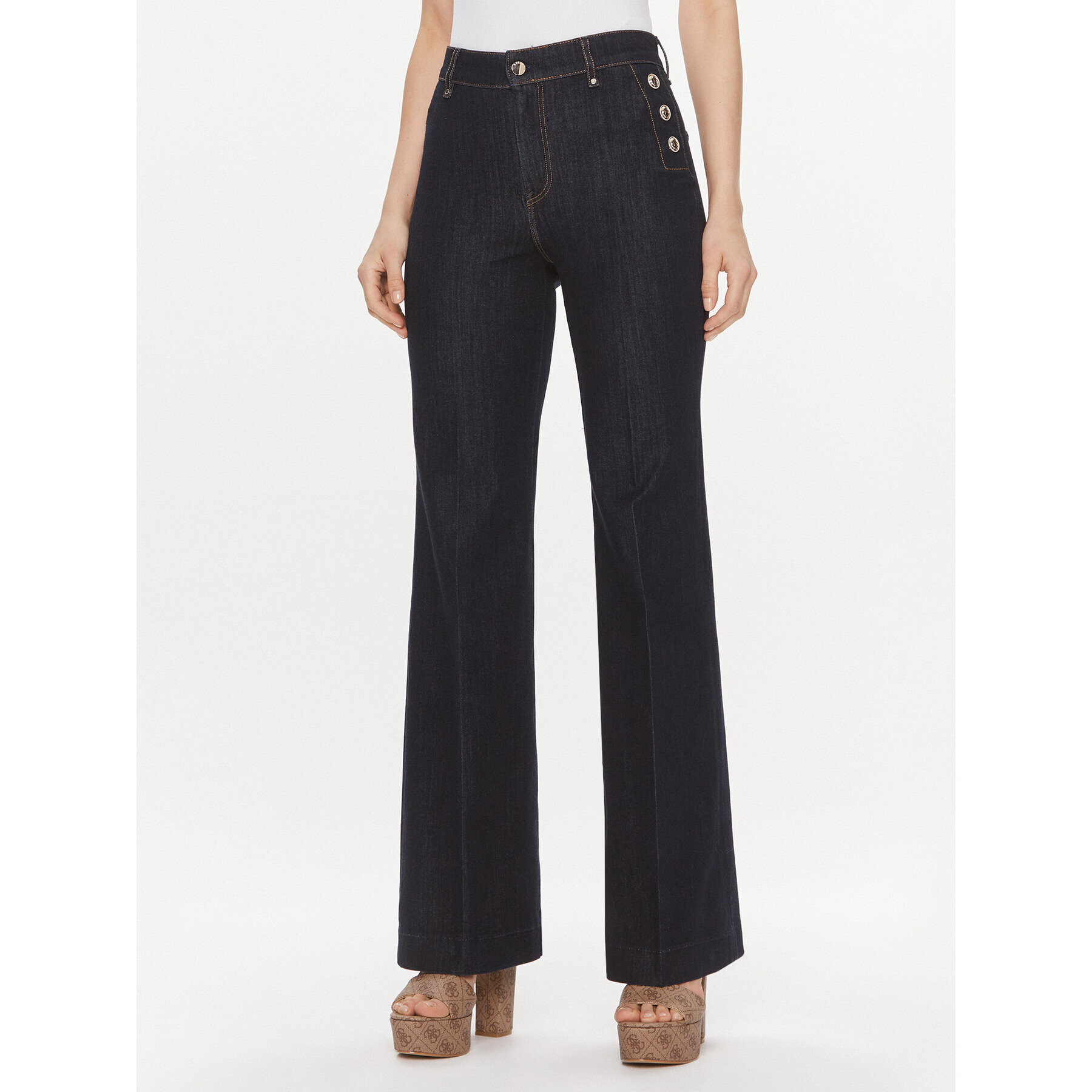 Guess Дънки New Faye W4RA0P D2QU1 Син Slim Fit - Pepit.bg