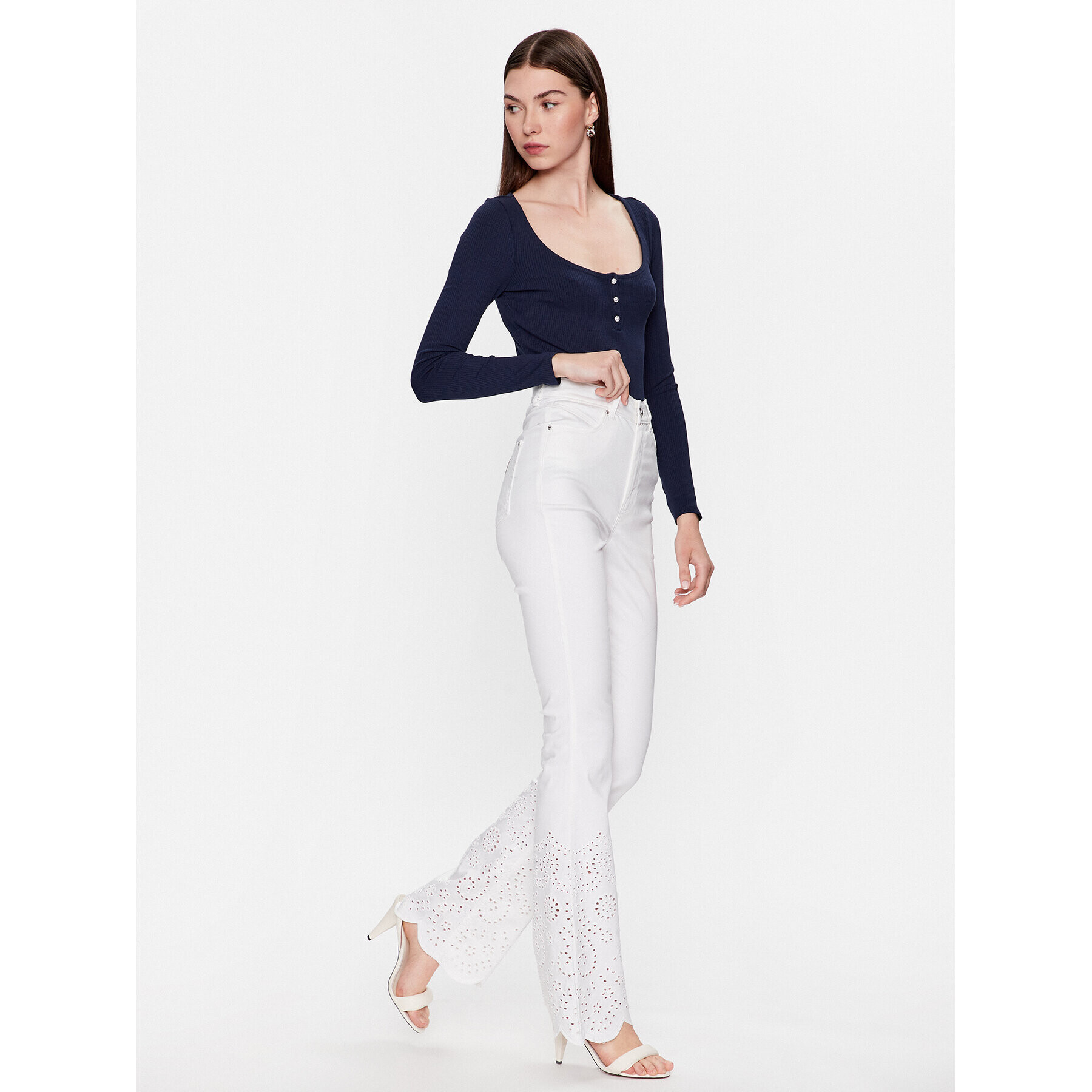 Guess Дънки Pop 70's W3GB33 W93CH Бял Skinny Fit - Pepit.bg