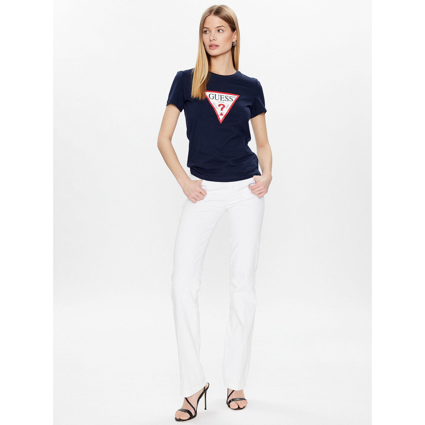 Guess Дънки Sexy Boot W3GA59 D4DN1 Бял Skinny Fit - Pepit.bg