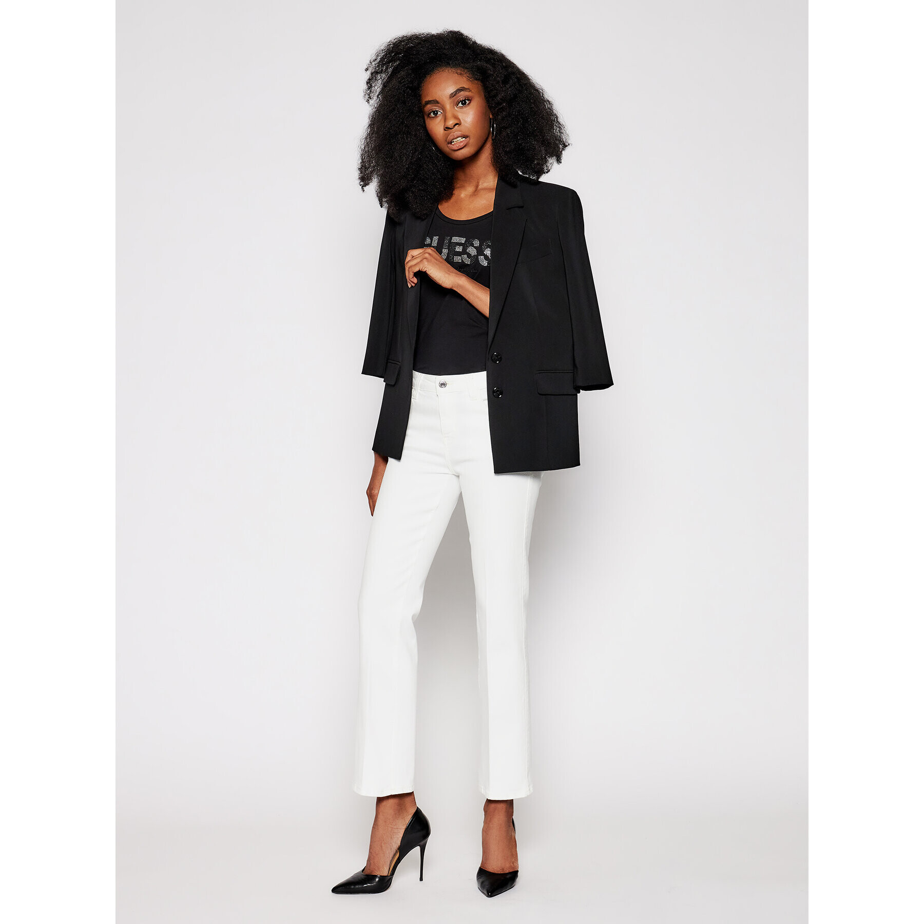 Guess Дънки Sexy W1GA48 D4DM1 Бял Straight Fit - Pepit.bg