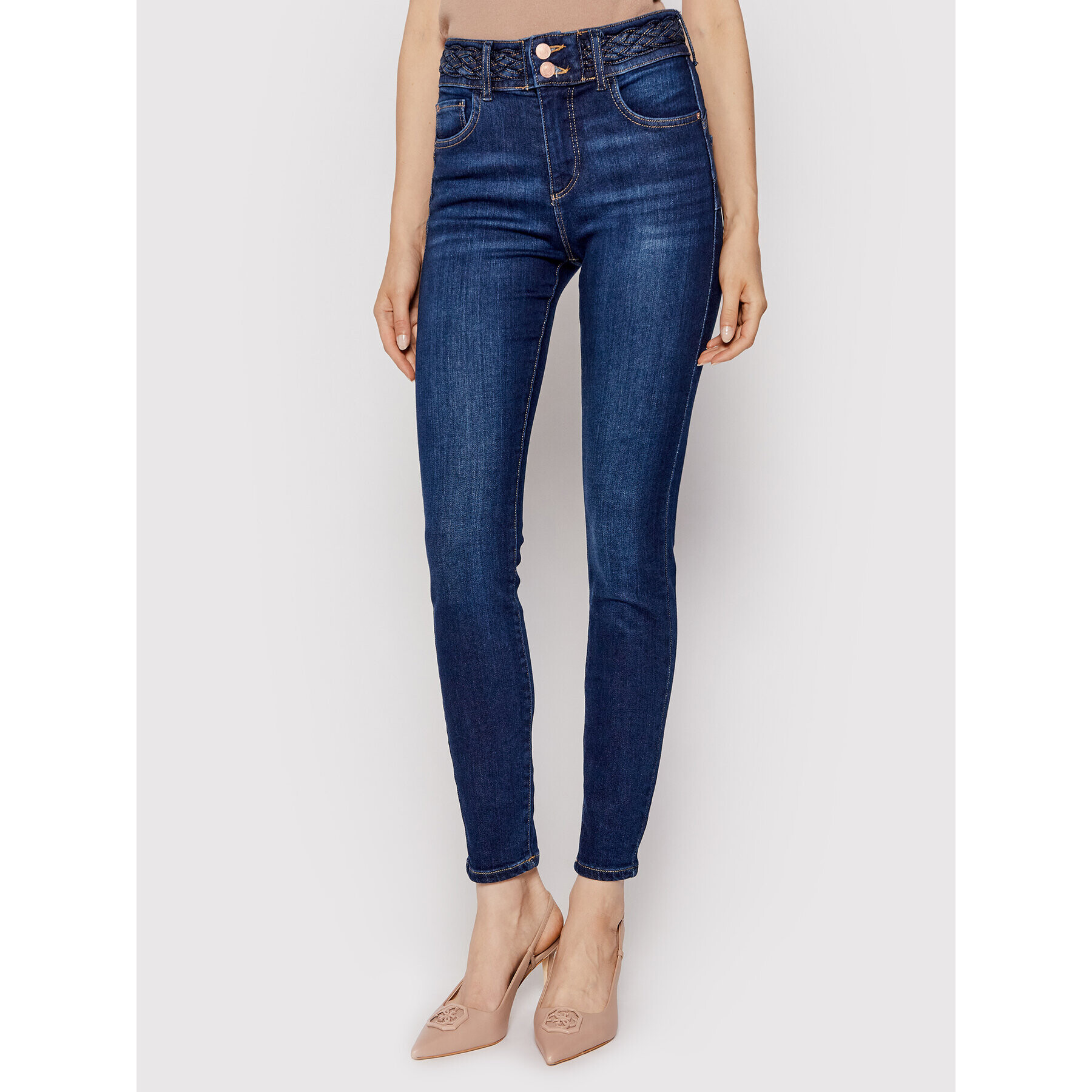 Guess Дънки Shape Up W1YA34 R4660 Тъмносин Slim Fit - Pepit.bg