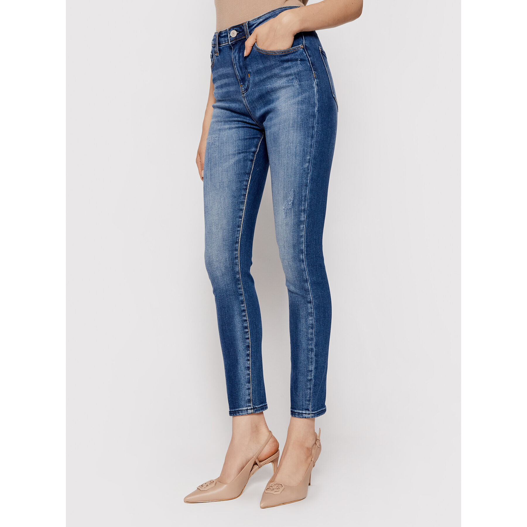 Guess Дънки Ultimate W1YA94 D4G12 Тъмносин Skinny Fit - Pepit.bg