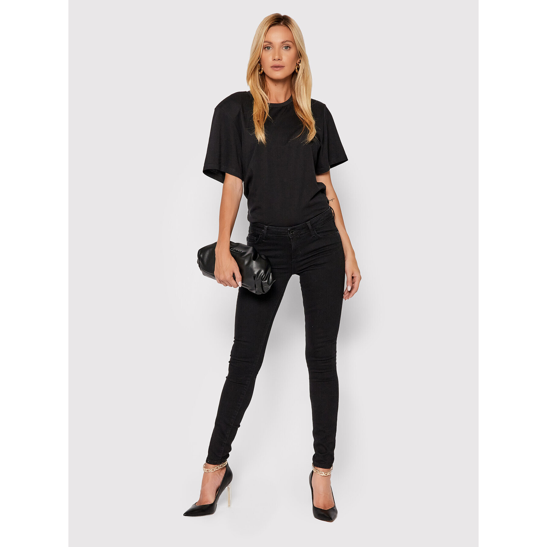 Guess Дънки W1BAB2 D4F511 Черен Skinny Fit - Pepit.bg