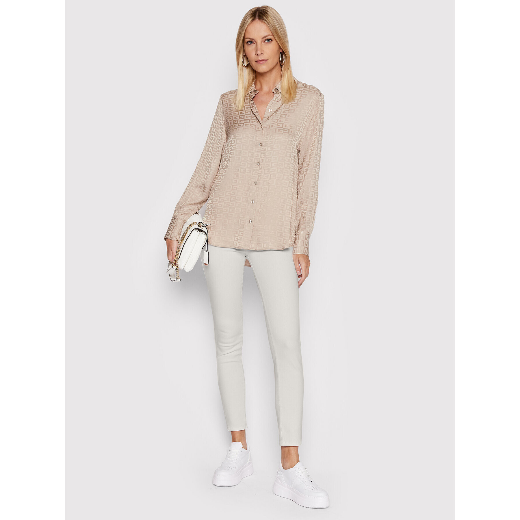Guess Дънки W2GA71 D4DN1 Бял Skinny Fit - Pepit.bg