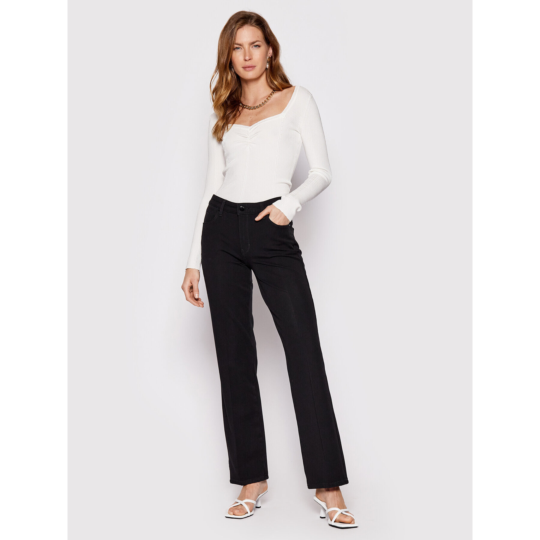 Guess Дънки W2YA15 D4PP1 Черен Sexy Straight Fit - Pepit.bg