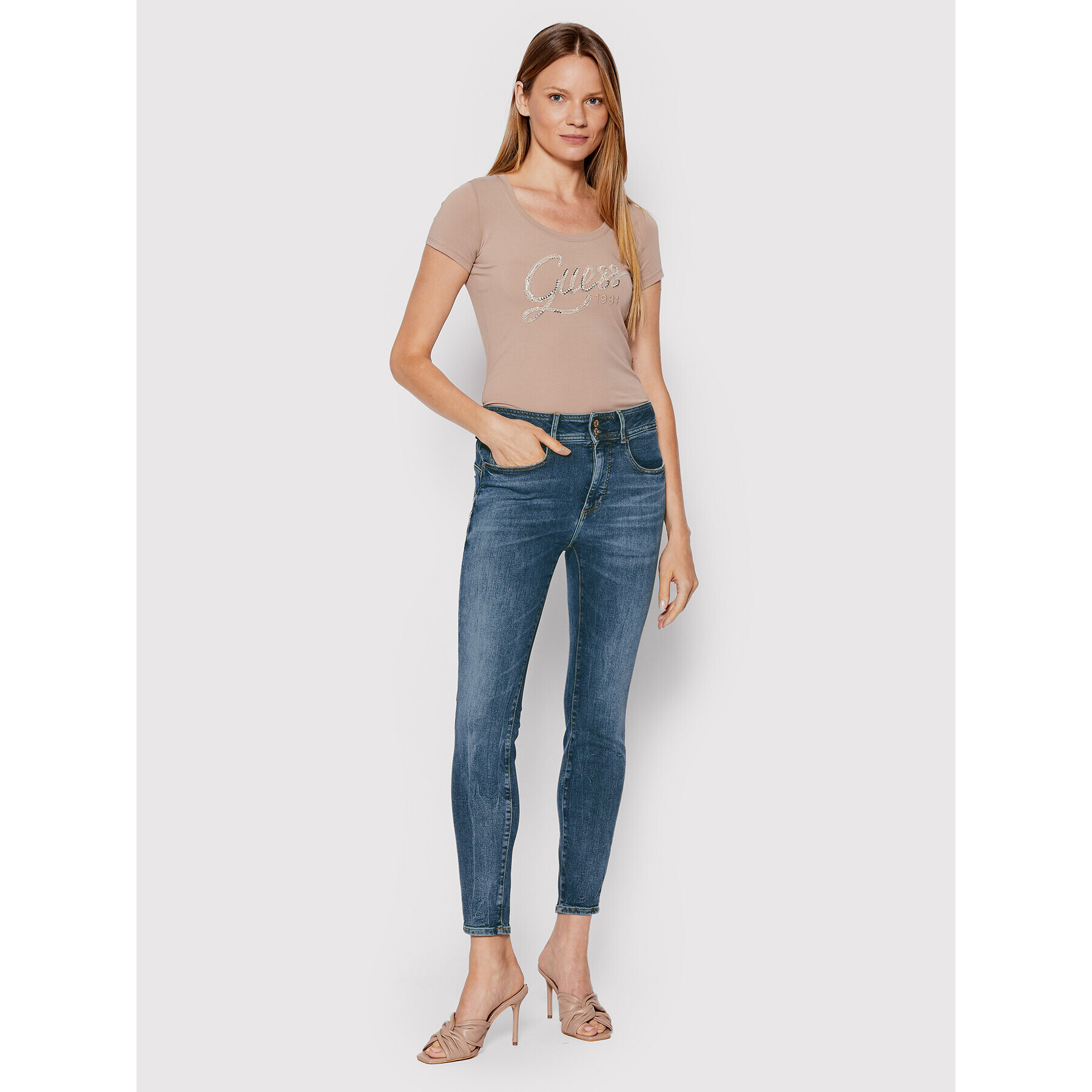 Guess Дънки W2YA34 D4Q02 Син Skinny Fit - Pepit.bg