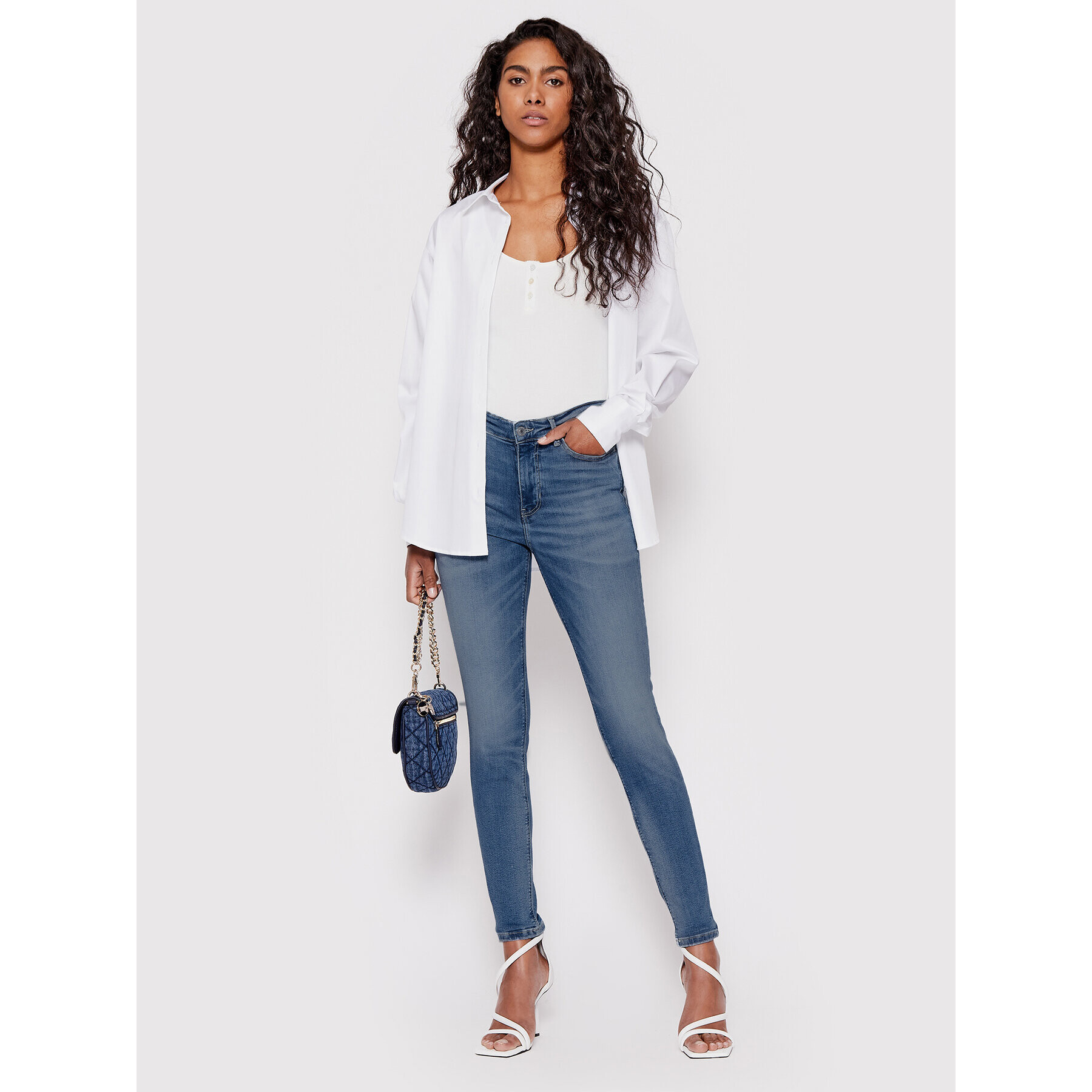 Guess Дънки W2YA46 D4Q01 Син Skinny Fit - Pepit.bg