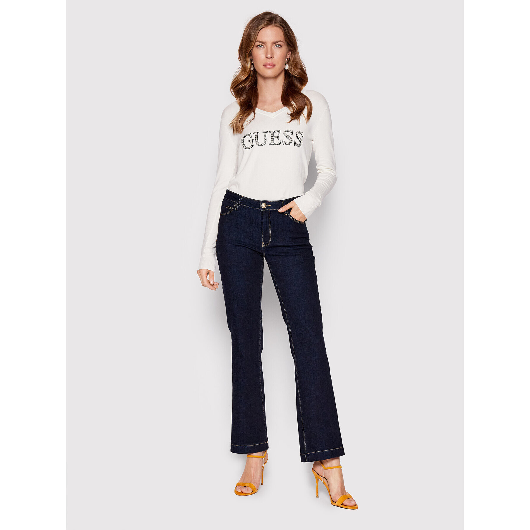Guess Дънки W2YA58 D4H14 Тъмносин Boot Fit - Pepit.bg