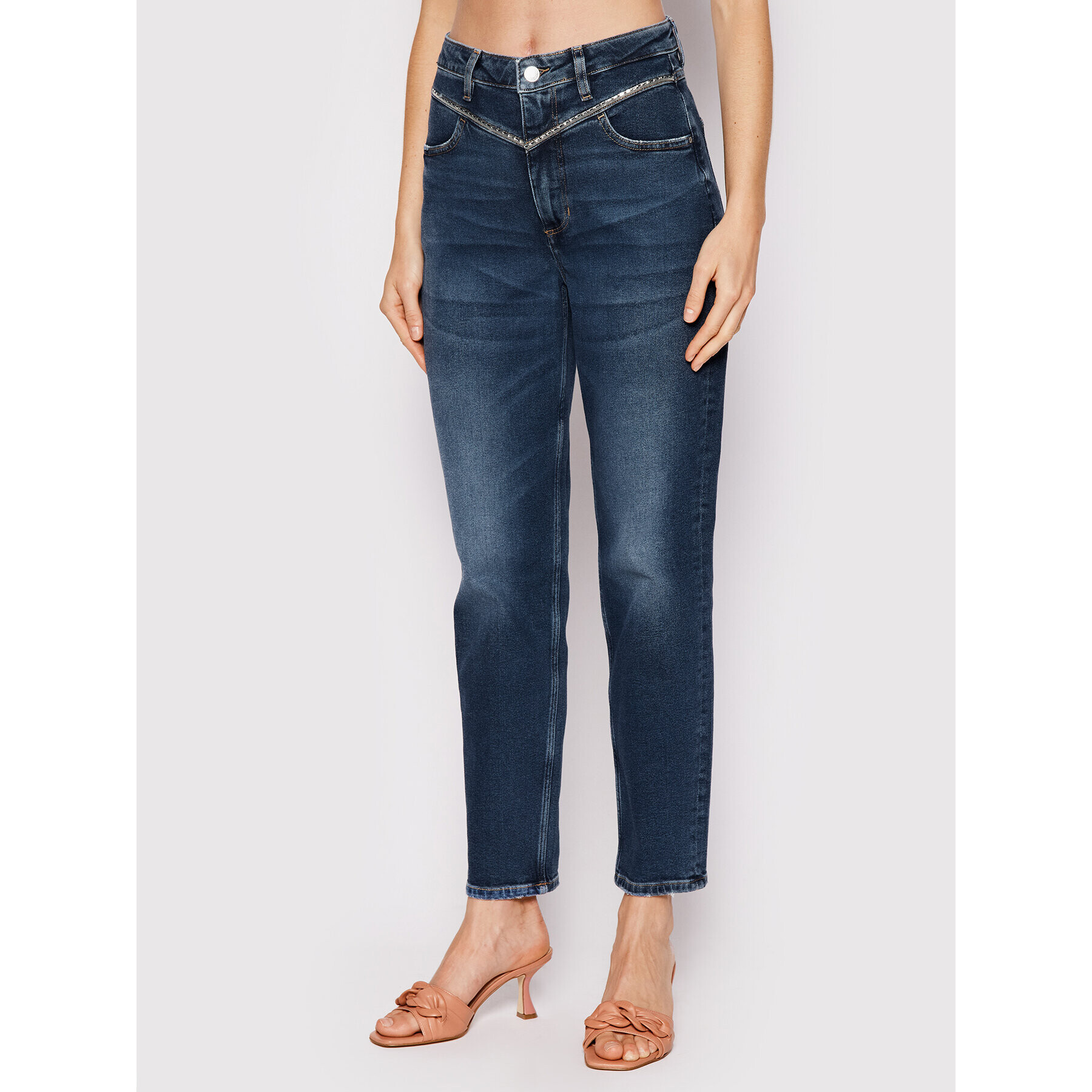 Guess Дънки W2YA62 D4PB9 Тъмносин Mom Fit - Pepit.bg