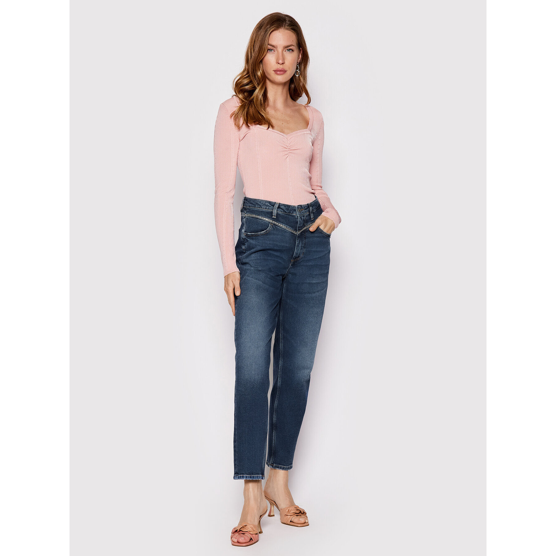 Guess Дънки W2YA62 D4PB9 Тъмносин Mom Fit - Pepit.bg