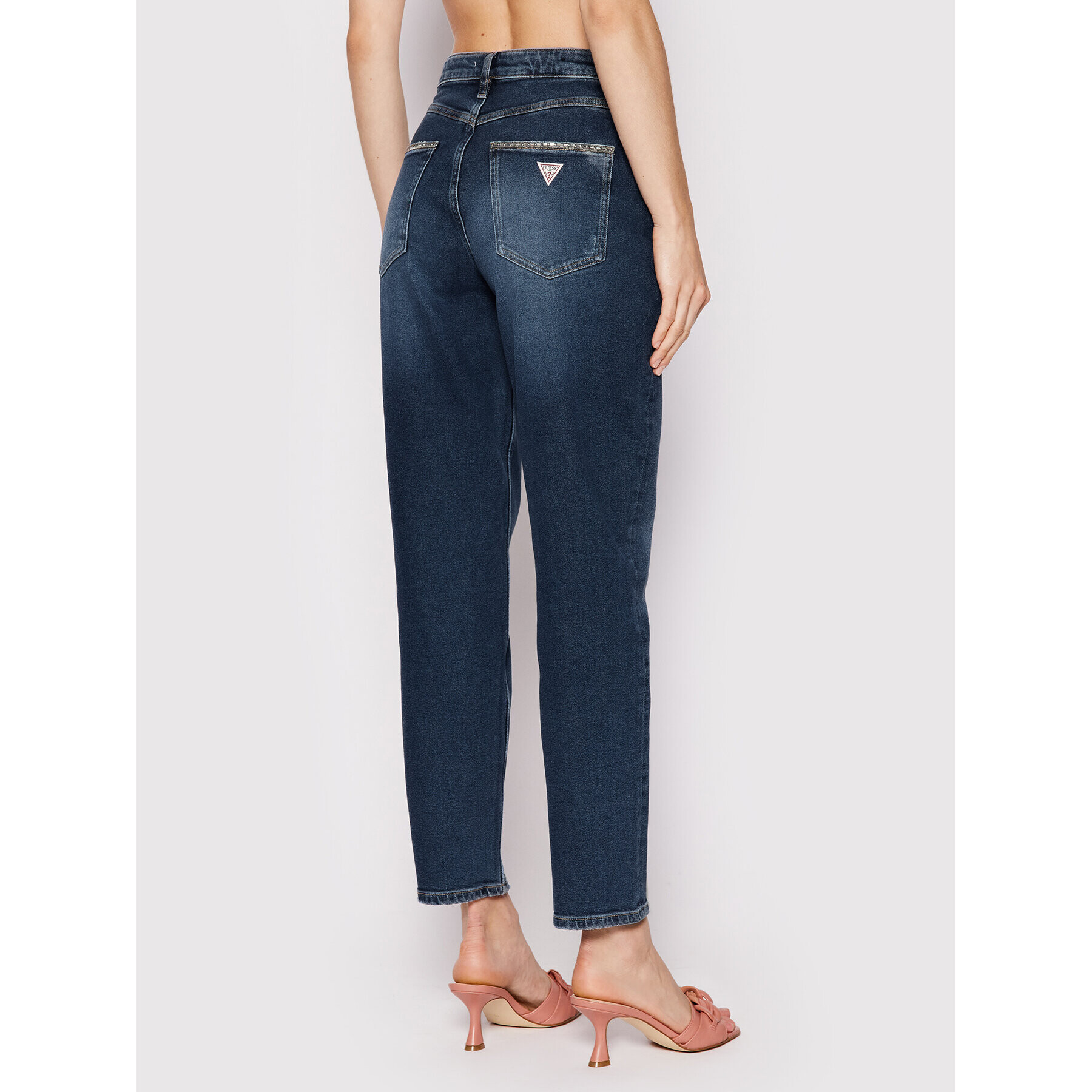 Guess Дънки W2YA62 D4PB9 Тъмносин Mom Fit - Pepit.bg