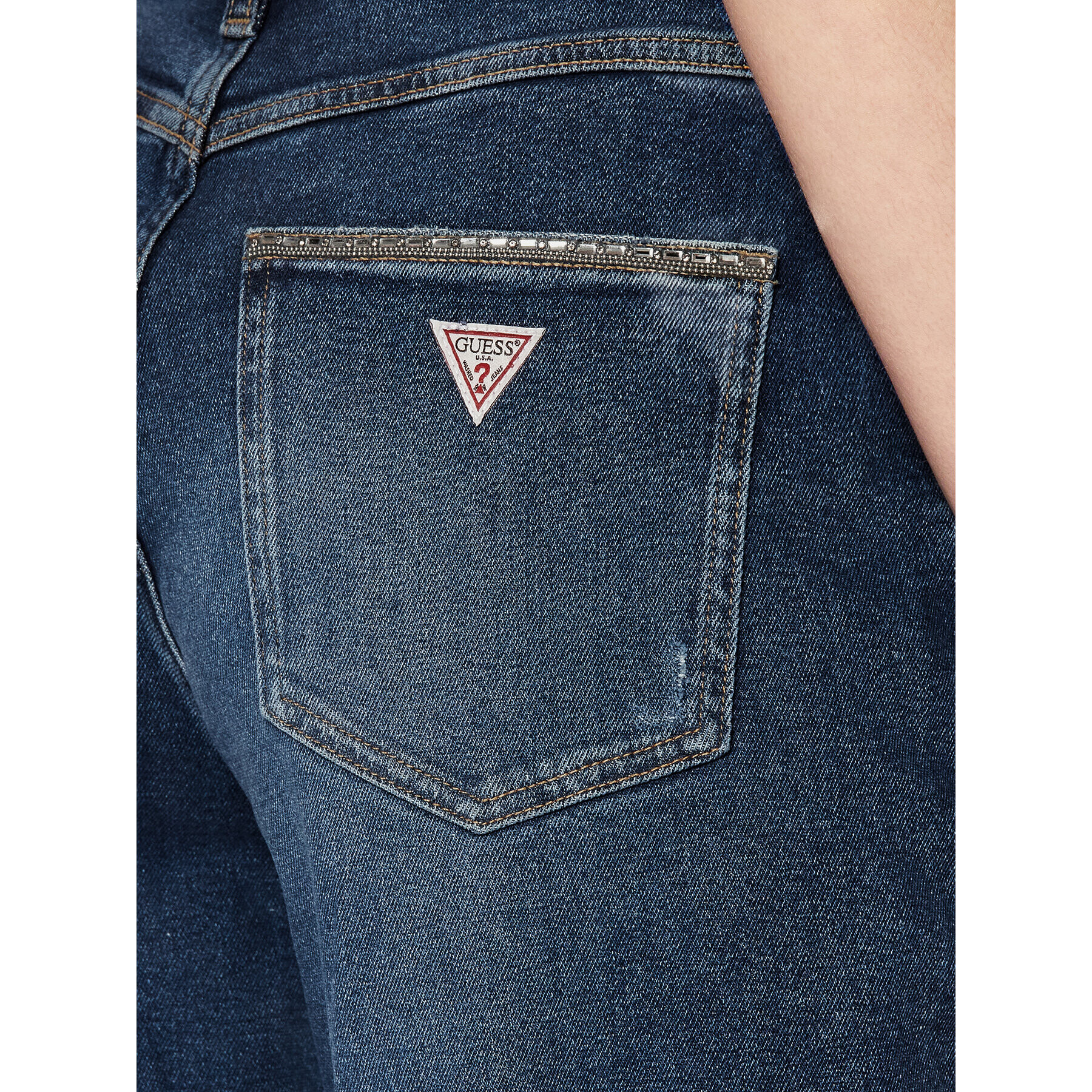 Guess Дънки W2YA62 D4PB9 Тъмносин Mom Fit - Pepit.bg