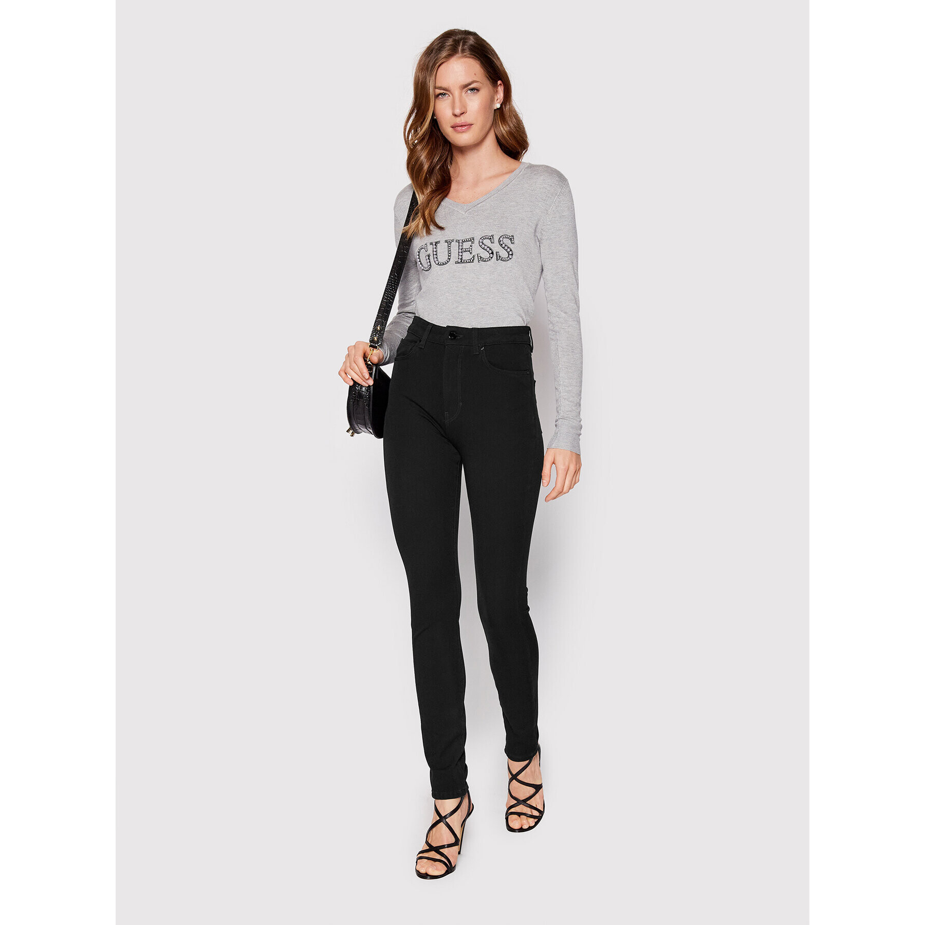 Guess Дънки W2YA94 D4PP1 Черен Skinny Fit - Pepit.bg