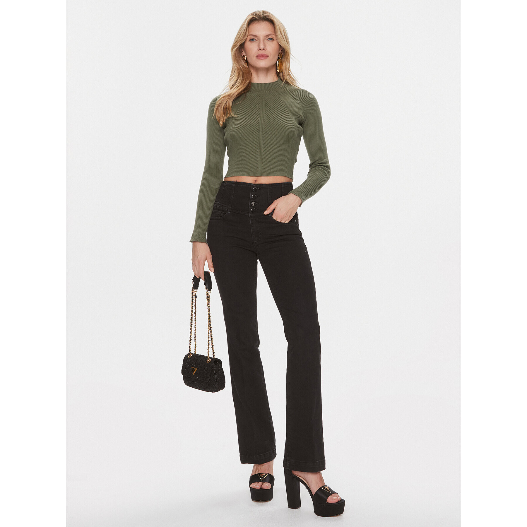 Guess Дънки W4RA0A D59I1 Черен Regular Fit - Pepit.bg