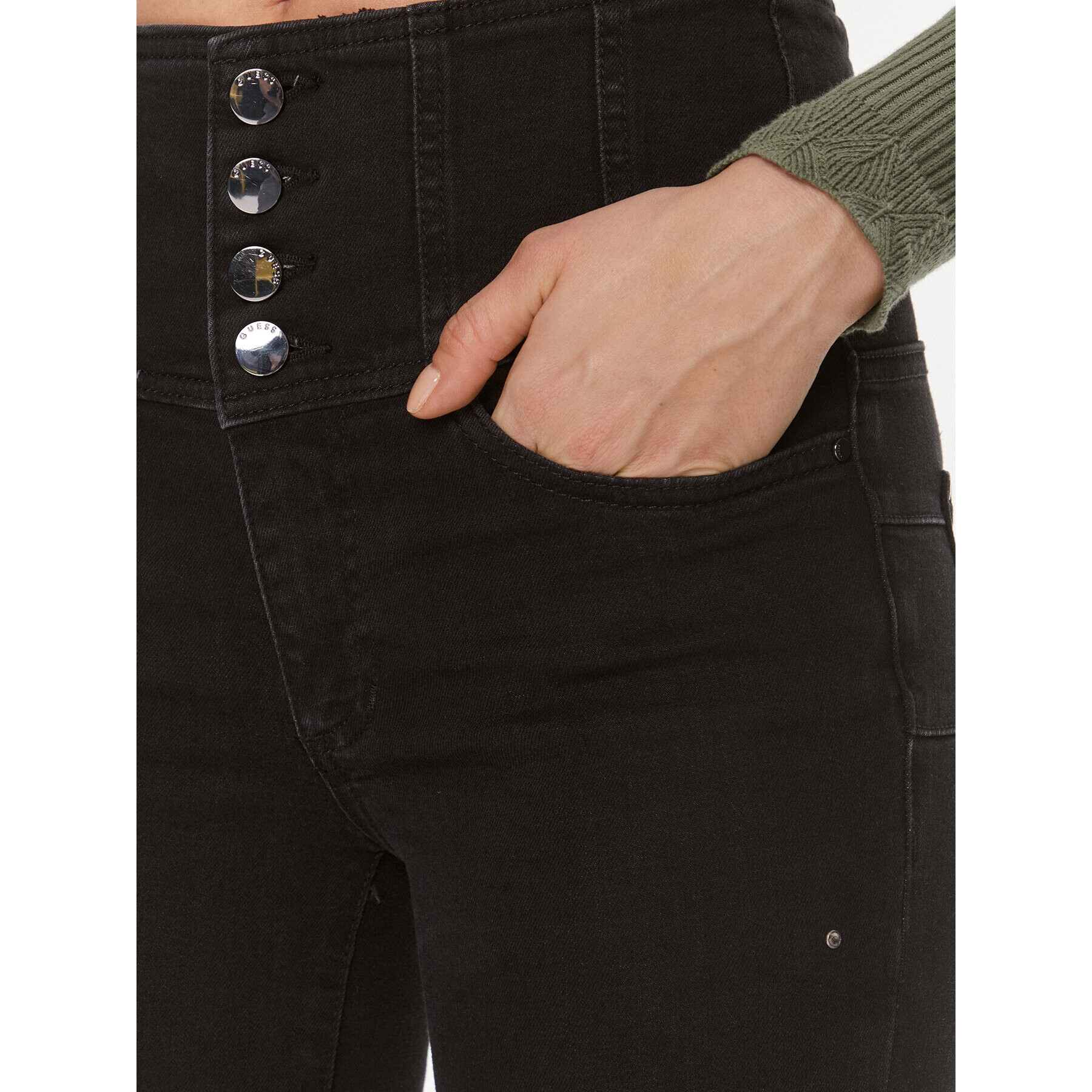 Guess Дънки W4RA0A D59I1 Черен Regular Fit - Pepit.bg