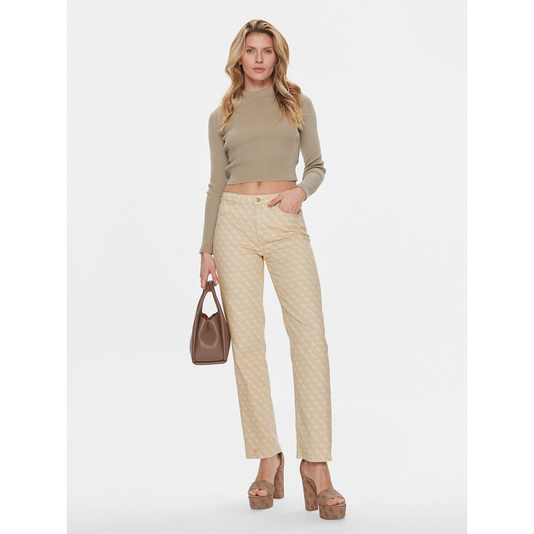 Guess Дънки W4RA22 WFXBA Бежов Regular Fit - Pepit.bg