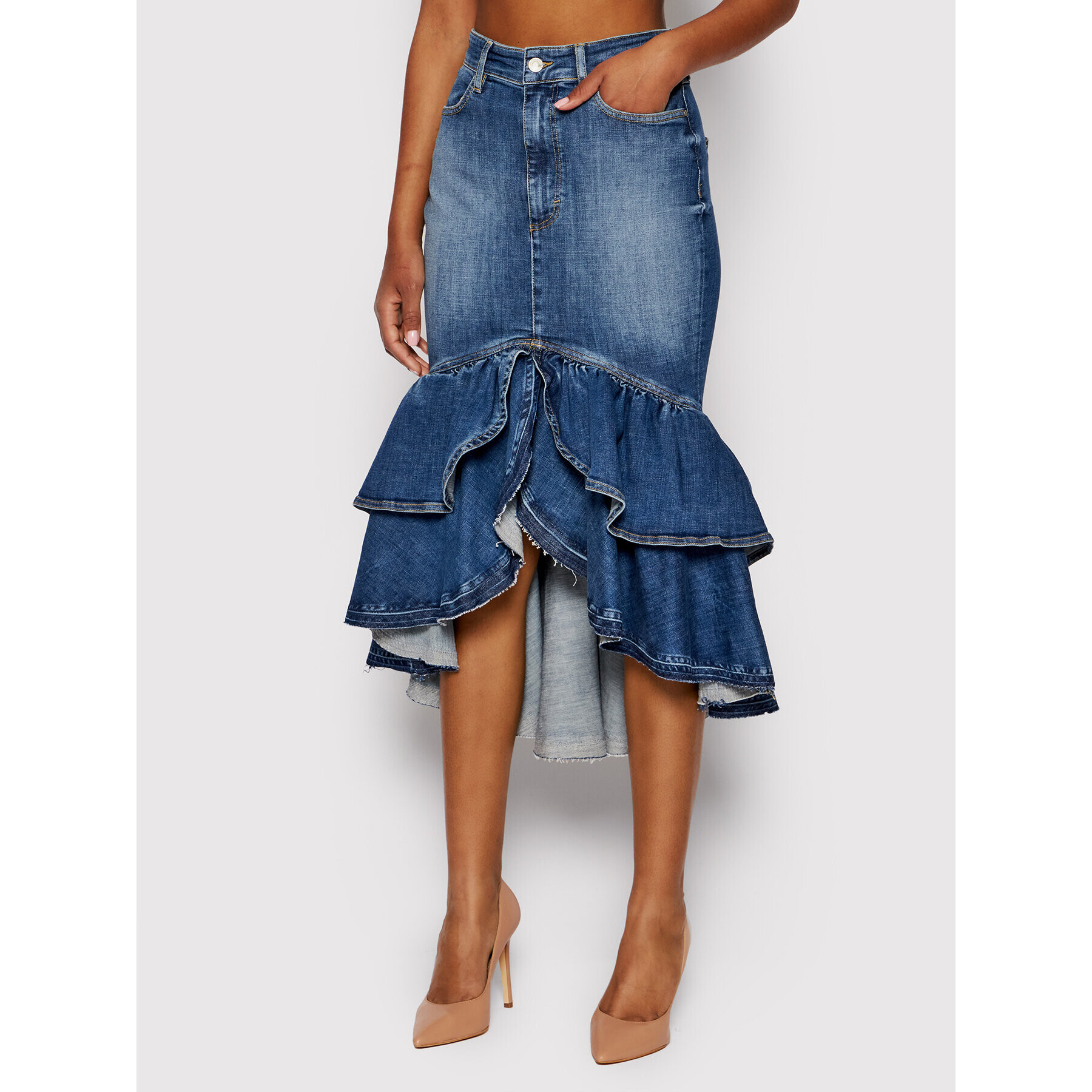 Guess Дънкова пола W2GD32 D3ZTL Син Slim Fit - Pepit.bg