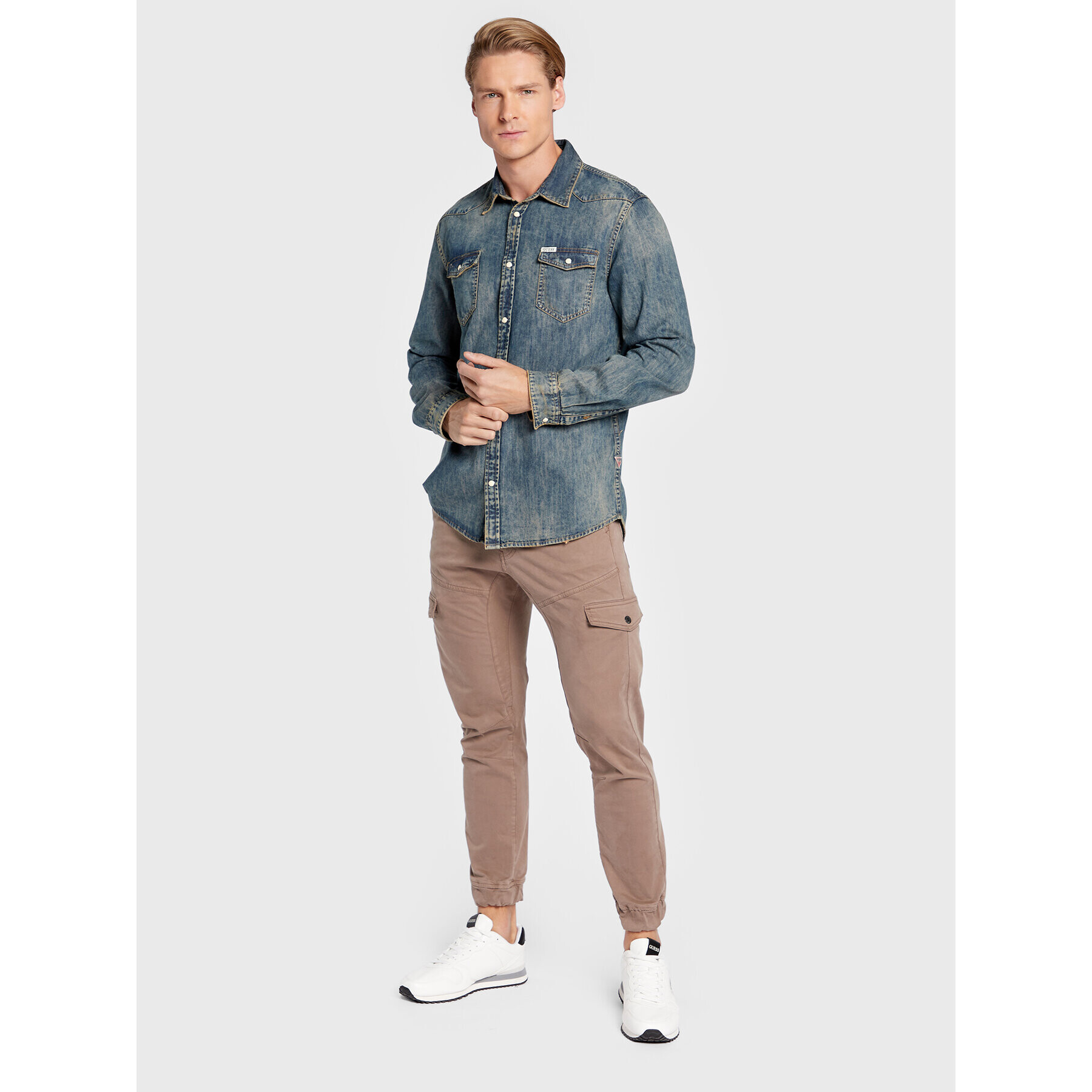 Guess дънкова риза M1BH02 D14LB Син Slim Fit - Pepit.bg