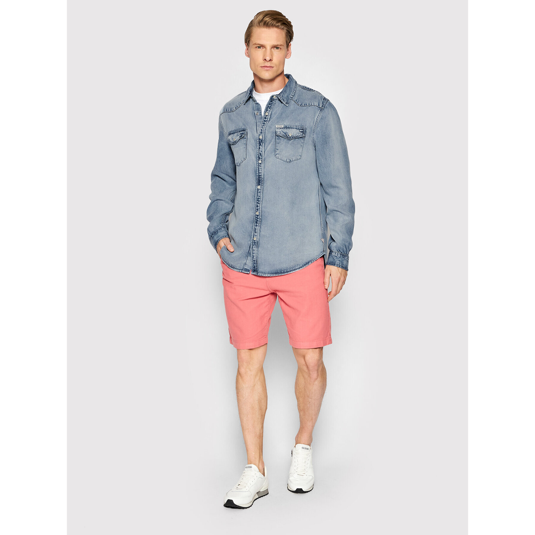 Guess дънкова риза M2GH13 D4N60 Син Regular Fit - Pepit.bg