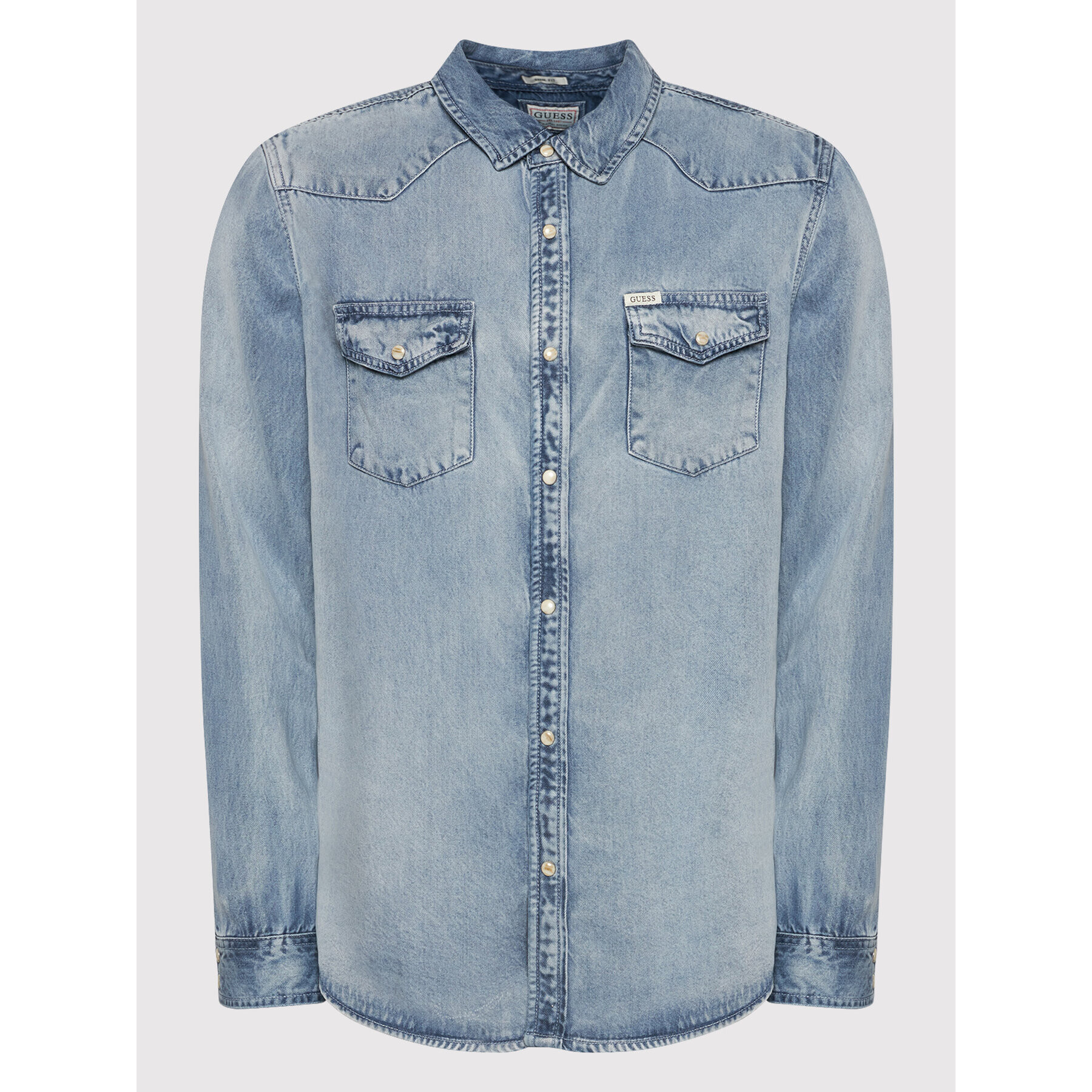 Guess дънкова риза M2GH13 D4N60 Син Regular Fit - Pepit.bg