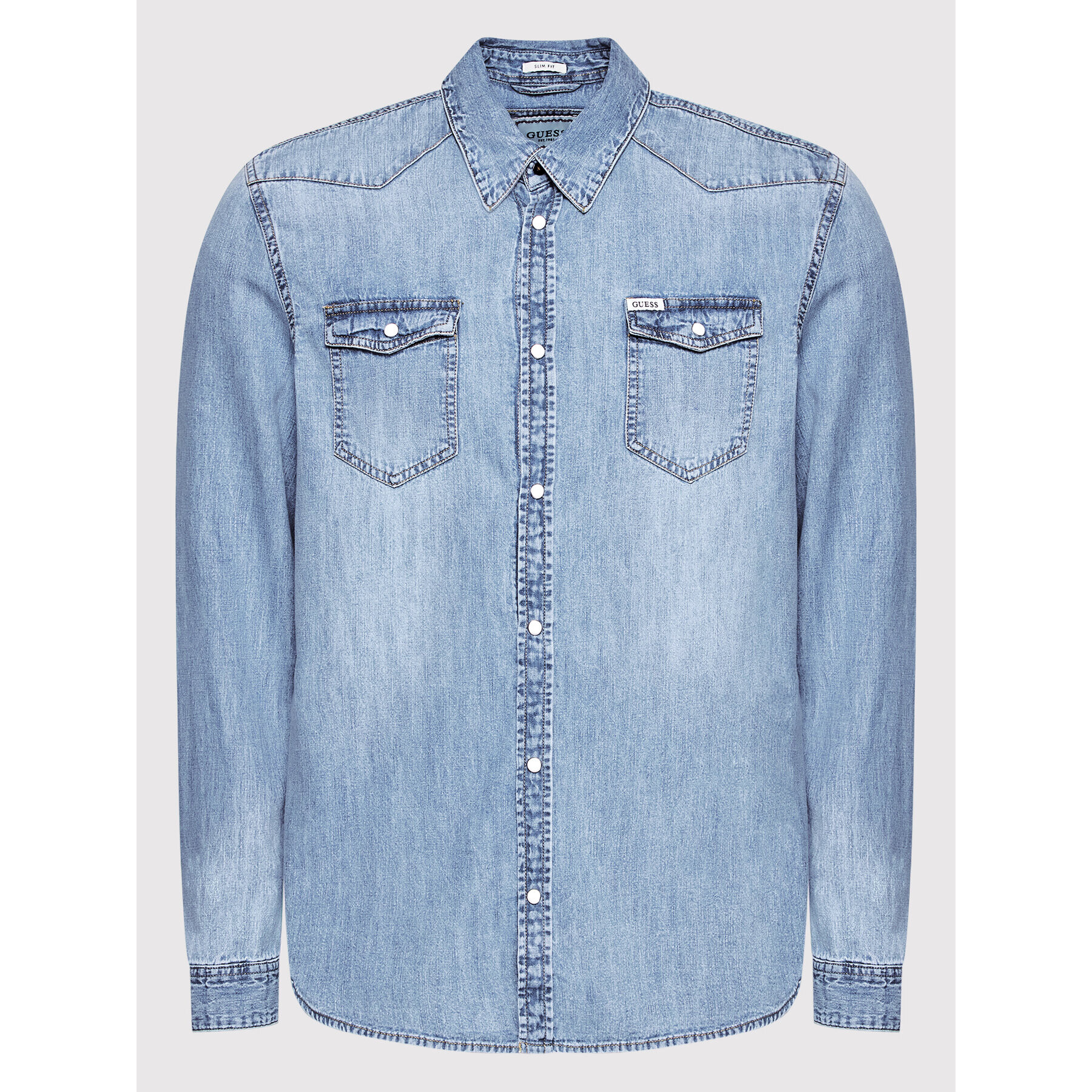 Guess дънкова риза M2YH02 D14LE Син Slim Fit - Pepit.bg