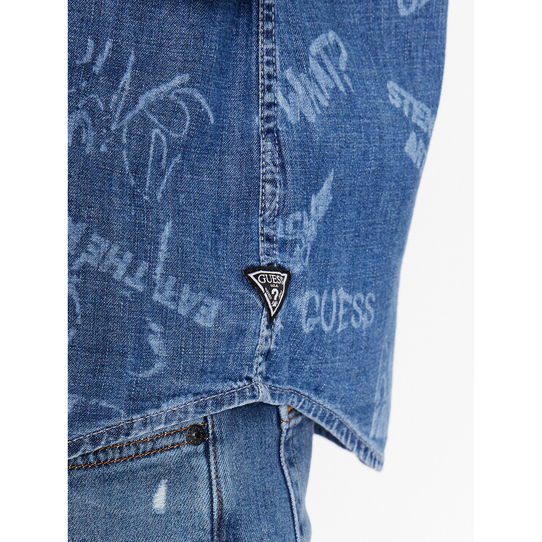 Guess дънкова риза M3BH12 D4U80 Син Regular Fit - Pepit.bg
