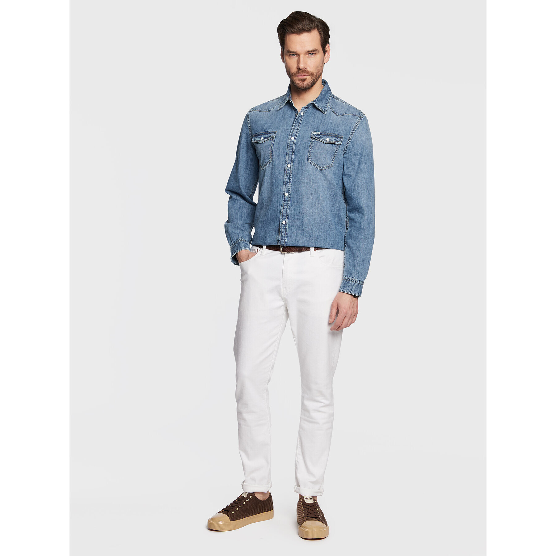 Guess дънкова риза M3GH02 D14LC Син Regular Fit - Pepit.bg