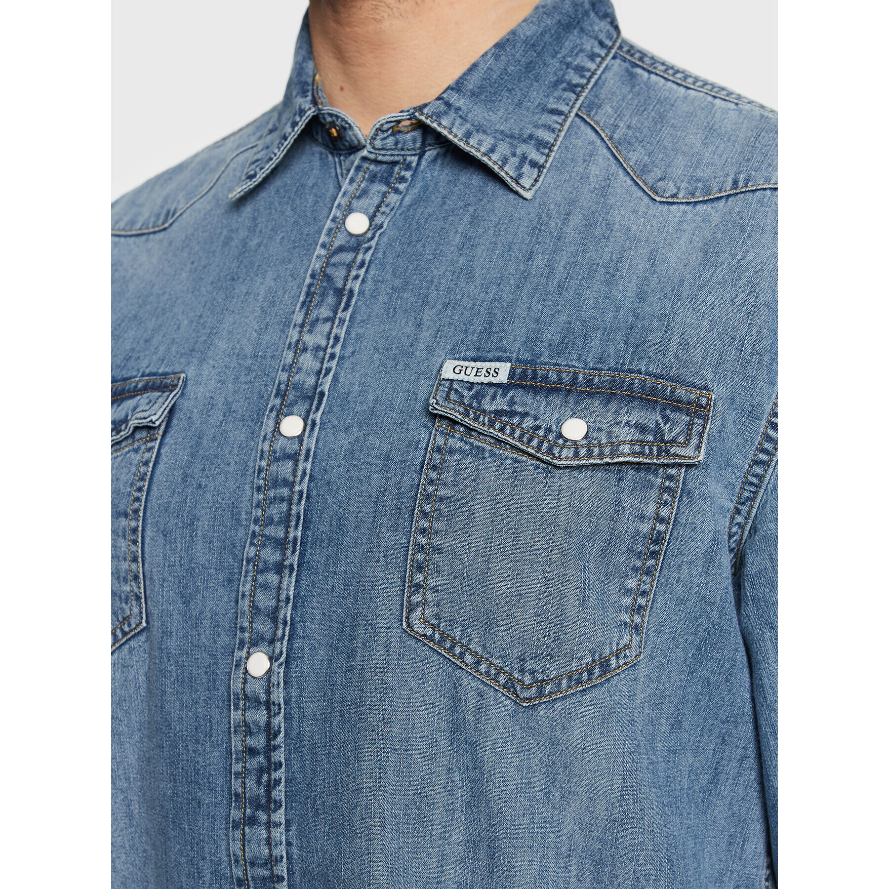 Guess дънкова риза M3GH02 D14LC Син Regular Fit - Pepit.bg