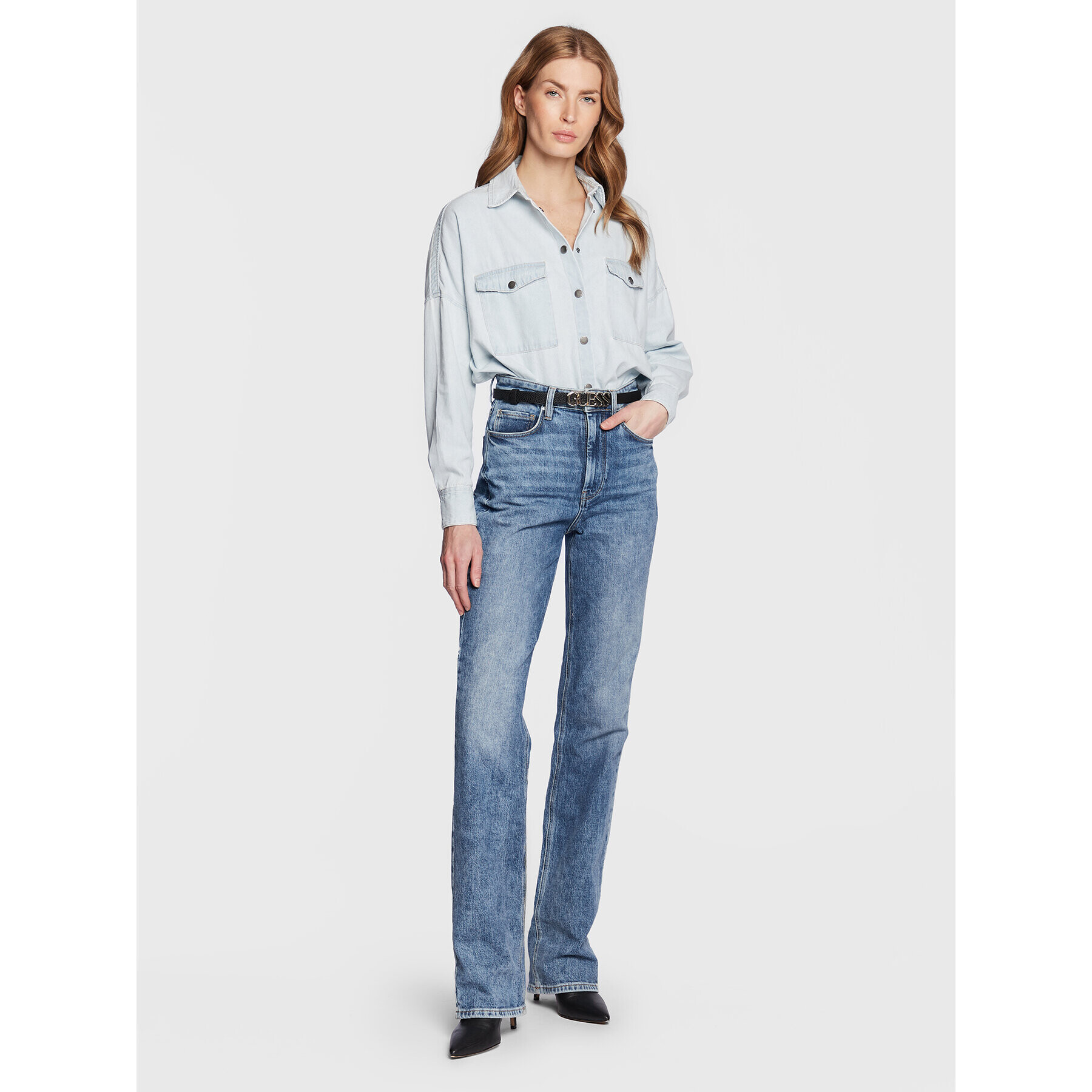 Guess дънкова риза W3RH65 D4WH1 Син Regular Fit - Pepit.bg