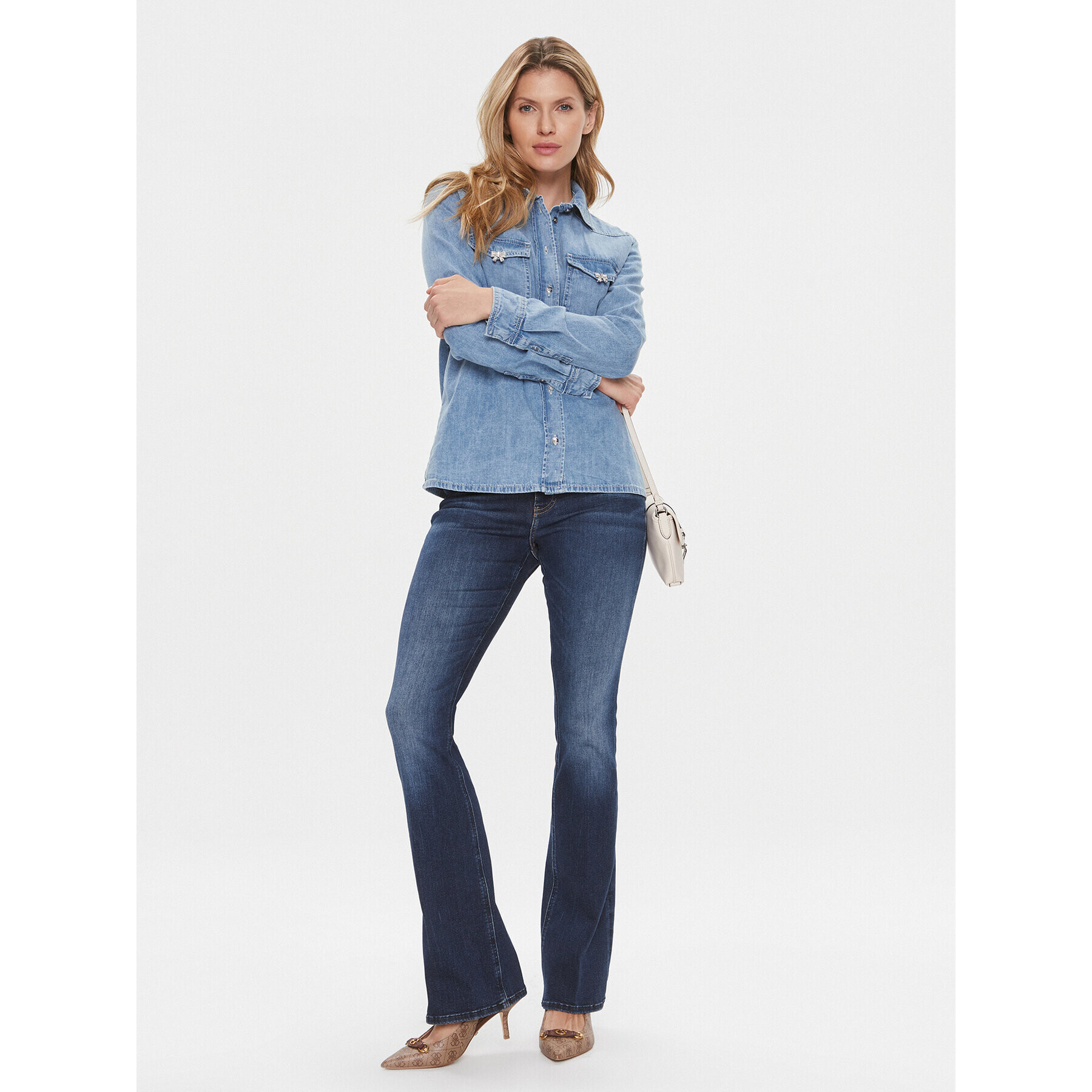 Guess дънкова риза W4RH75 D59K1 Син Regular Fit - Pepit.bg