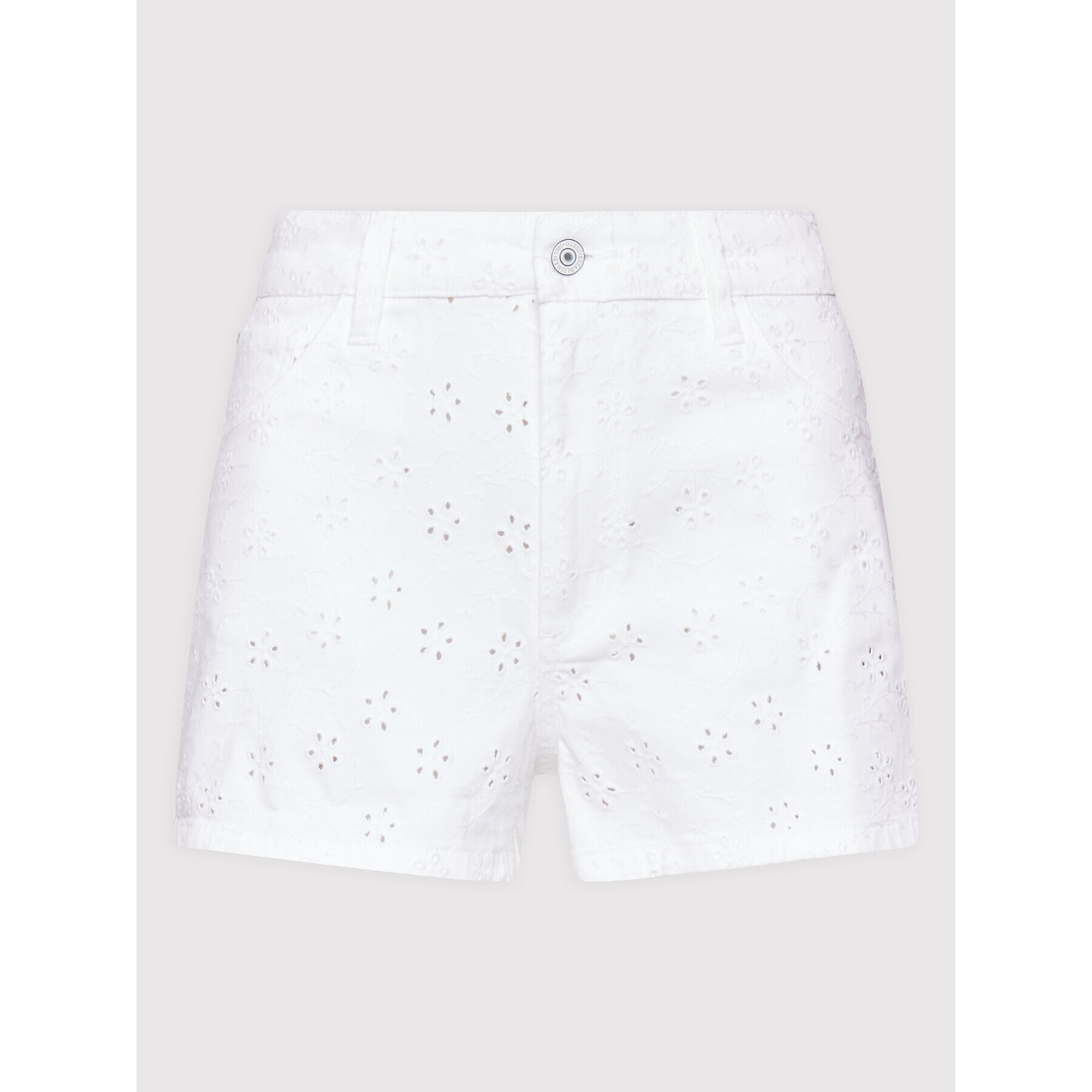 Guess Дънкови шорти Claudia Eyelet W2GD29 D4MW1 Бял Regular Fit - Pepit.bg