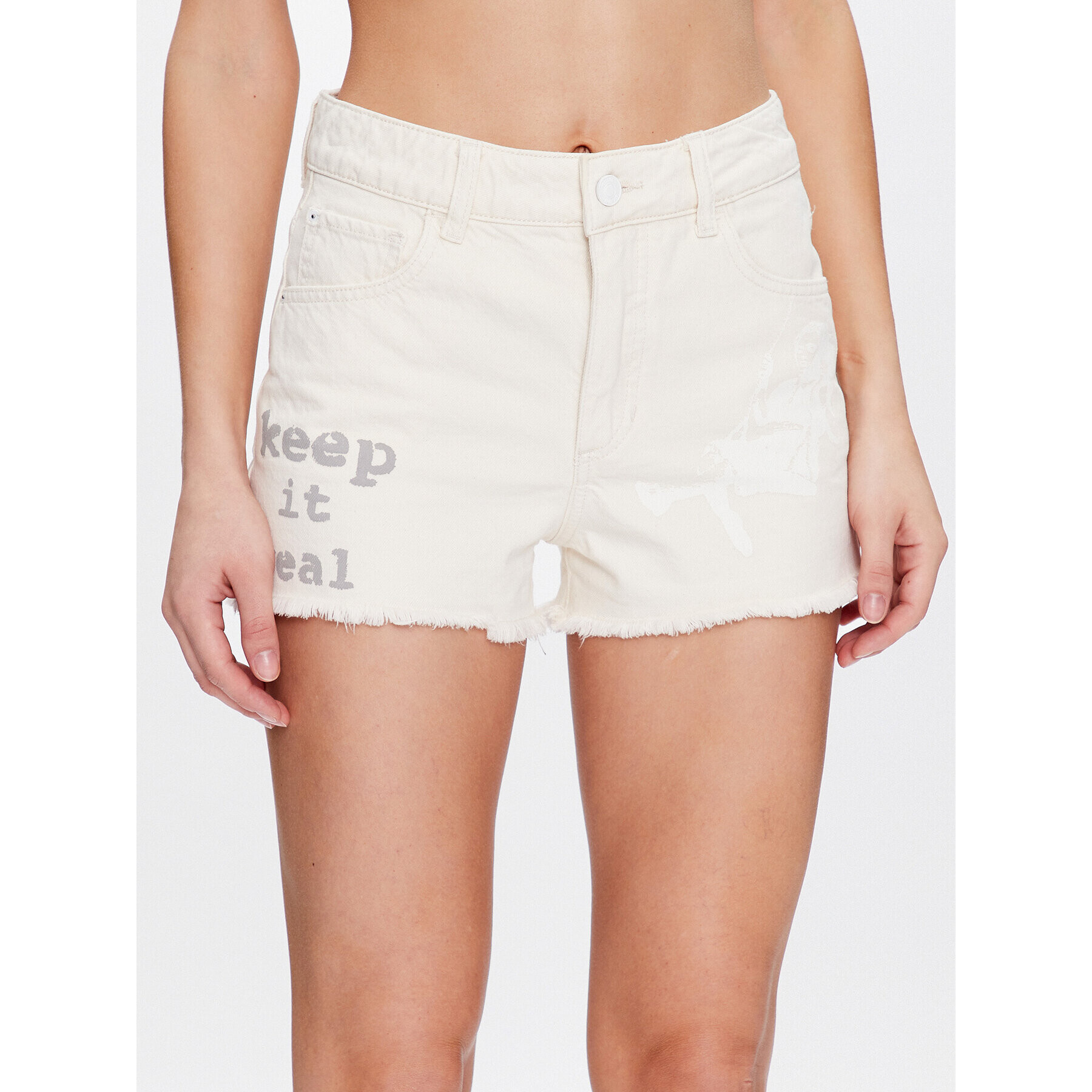 Guess Дънкови шорти Mom W3GD26 D4Y00 Бял Regular Fit - Pepit.bg