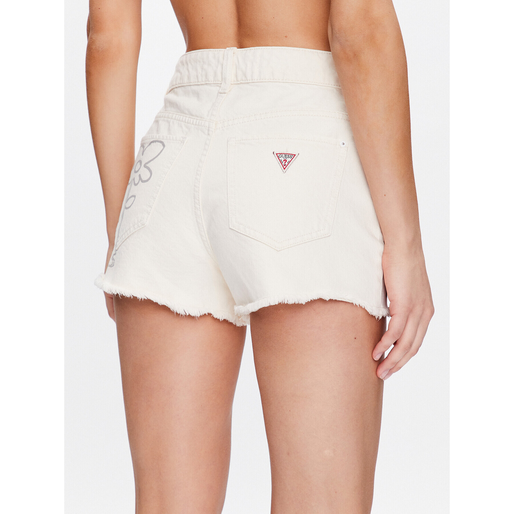 Guess Дънкови шорти Mom W3GD26 D4Y00 Бял Regular Fit - Pepit.bg