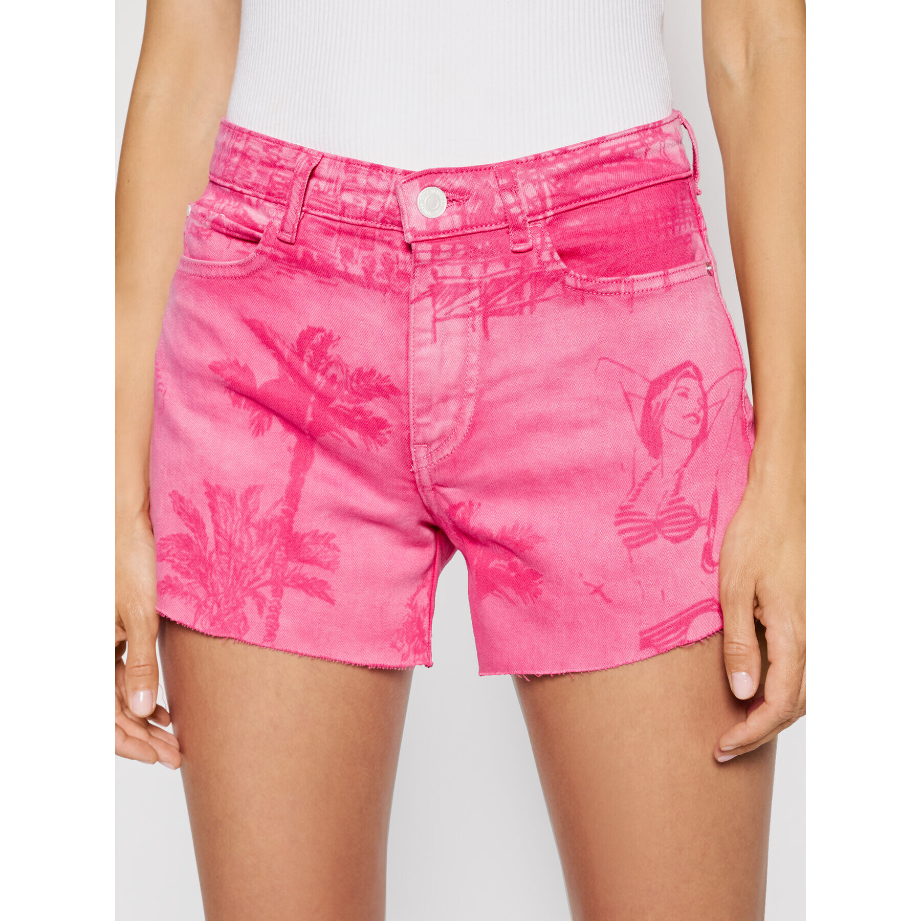 Guess Дънкови шорти W1GD18 D2G6M Розов Regular Fit - Pepit.bg