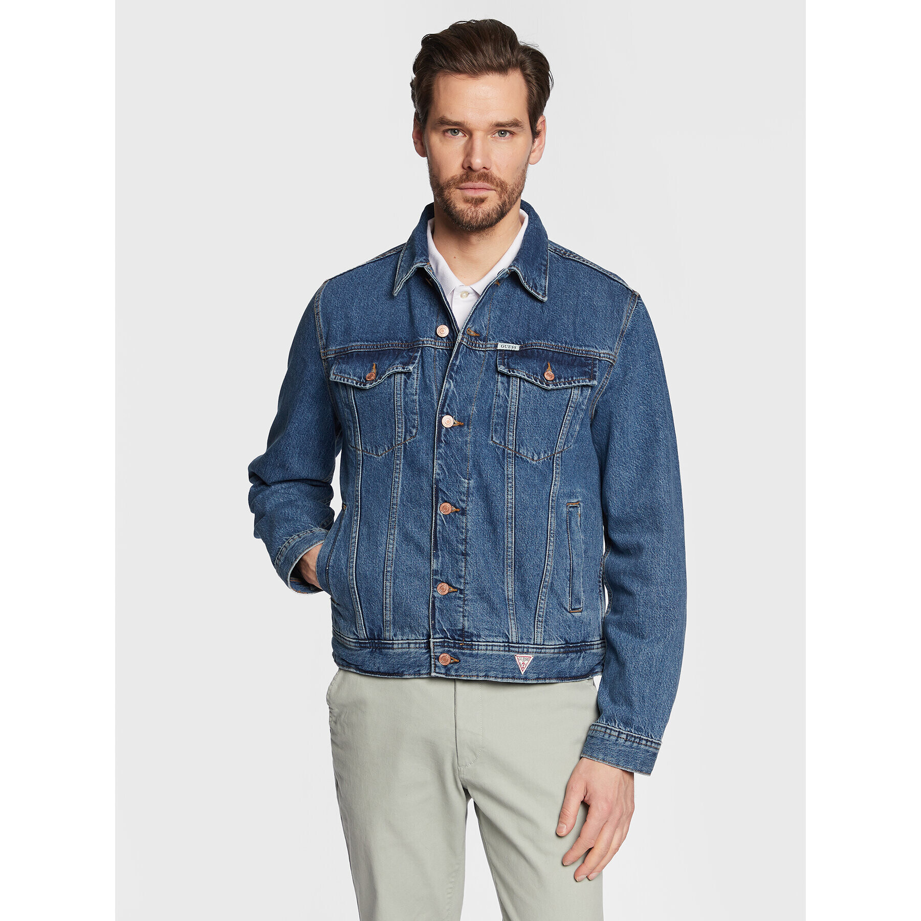 Guess Дънково яке Dillon M3RXN1 D4T9C Тъмносин Regular Fit - Pepit.bg