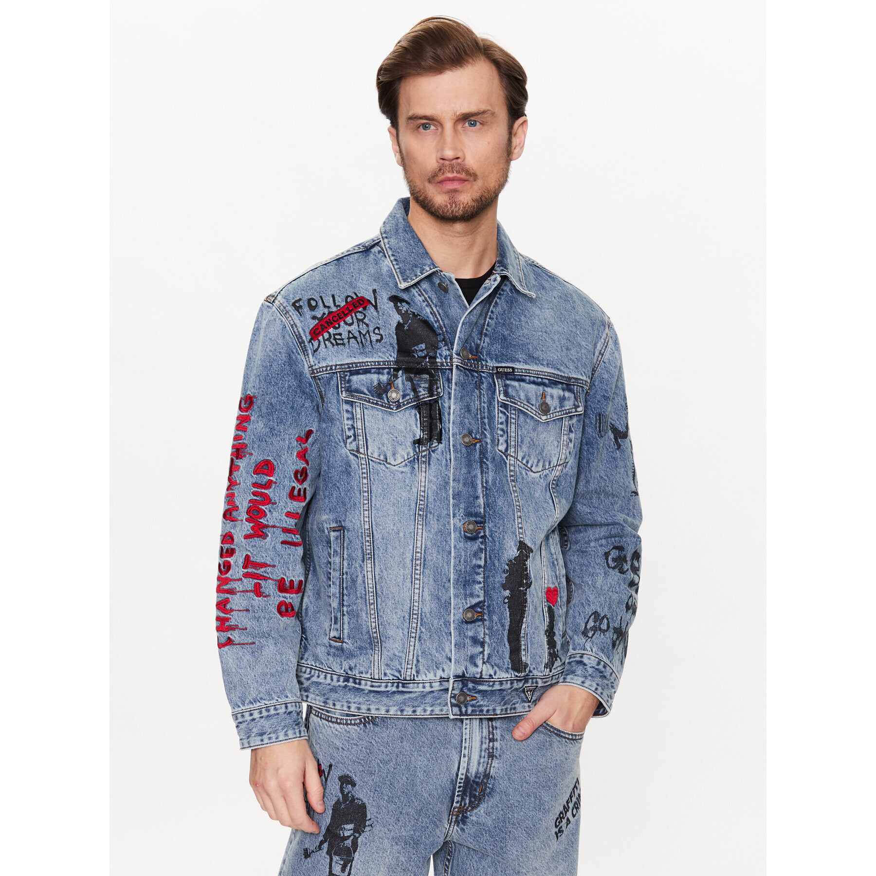 Guess Дънково яке M3GXN5 D4YO0 Син Oversize - Pepit.bg