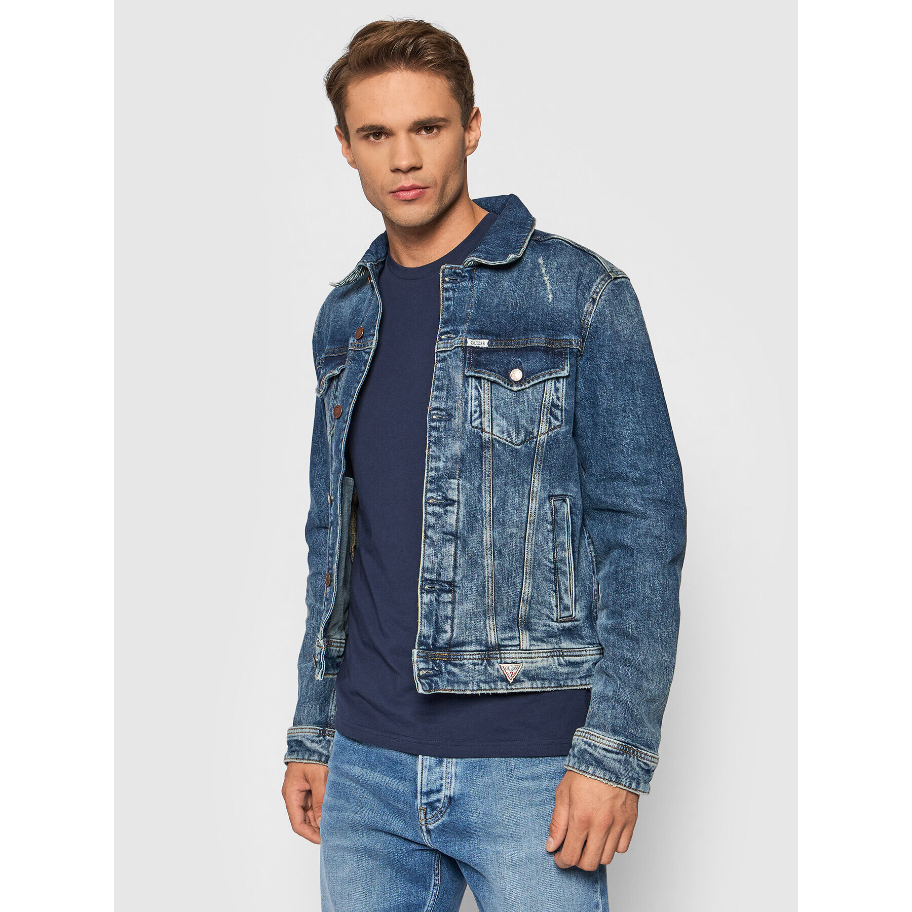 Guess Дънково яке M1YXN1 D47II Тъмносин Regular Fit - Pepit.bg